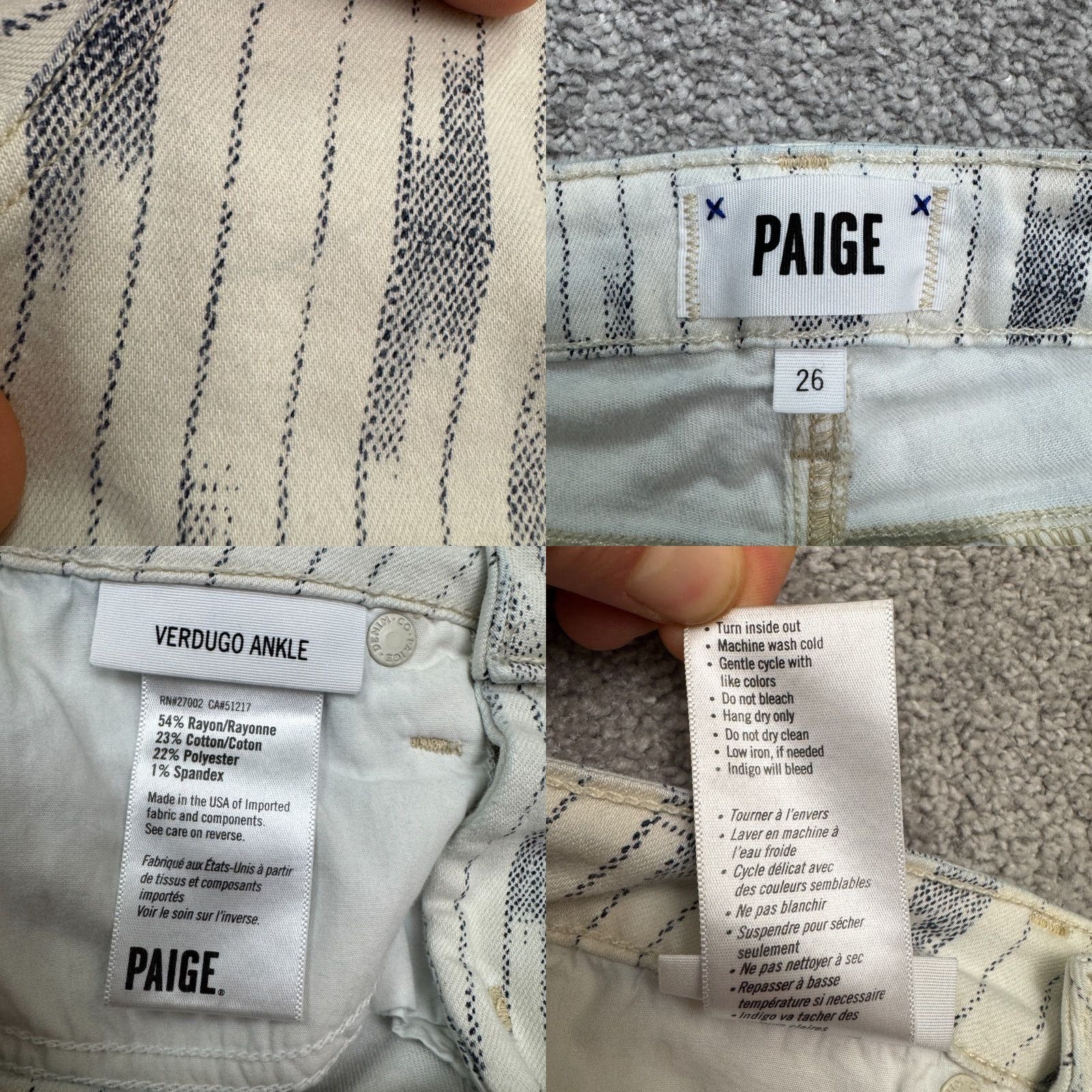 Paige Paige Verdugo Jeans Woman 26 Ankle Denim Ikat White Black Multicolor Stretch Casual Size 26" / US 2 / IT 38 - 8 Thumbnail