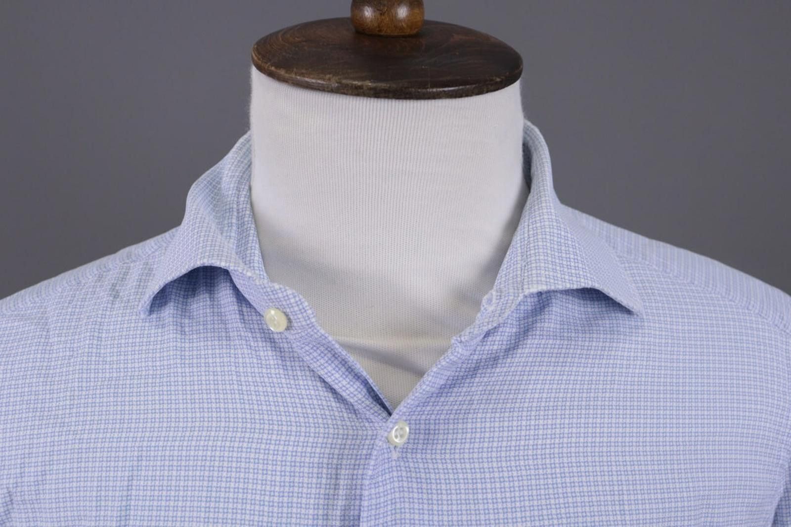 Designer Boggi Milano Tailored Fit Blue Down Shirt Size 43 / 17 Size US M / EU 48-50 / 2 - 4 Thumbnail