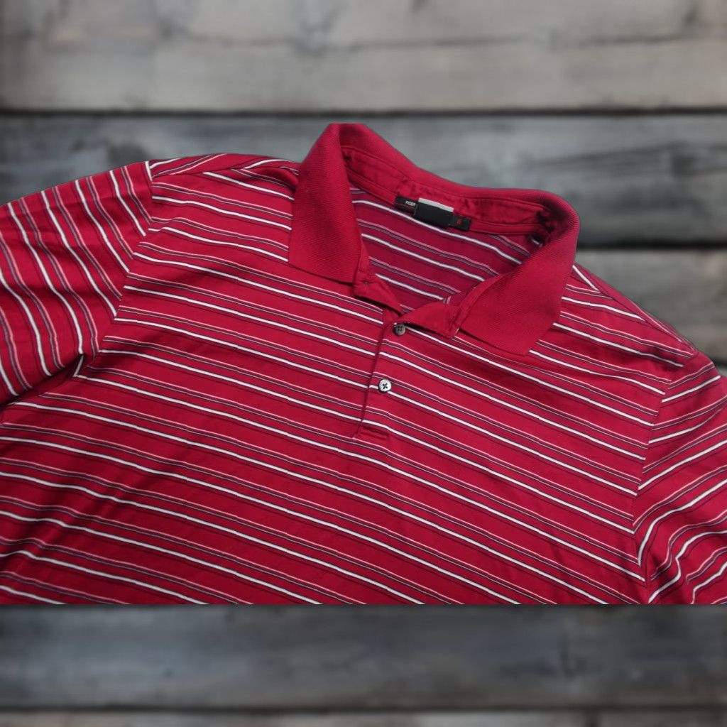 Nike Nike Dri-FIT Polo Mens Large Red Stripe Golf Performance Lightweight Shirt Modern Sports M L Mens Size US L / EU 52-54 / 3 - 1 Thumbnail
