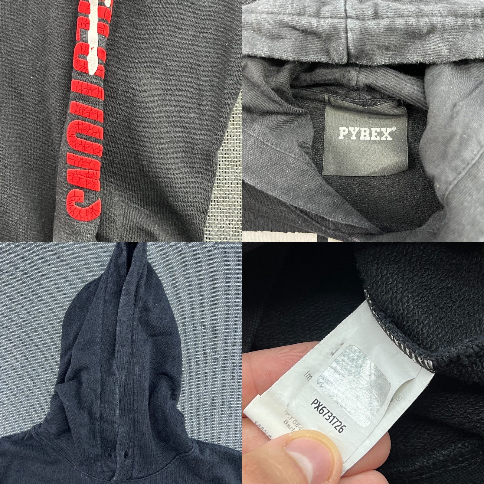Vintage PYREX Vision Virgil Abloh Mens Hoodie XS Limited edition Sweatshirt Black Shirt Size US XS / EU 42 / 0 - 8 Thumbnail