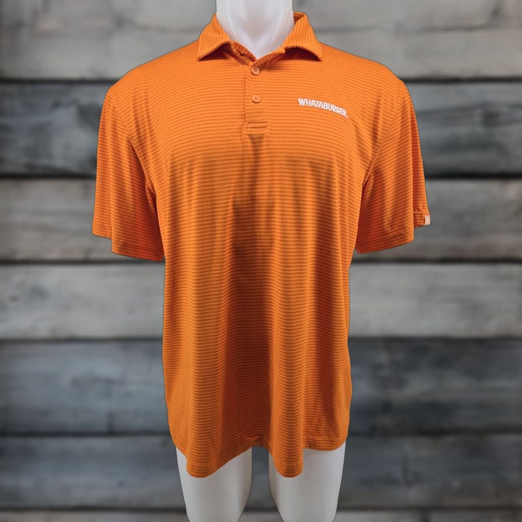 Vintage Whataburger Polo Shirt Mens Large Orange Striped Short Sleeve Logo Uniform Shirt Size US L / EU 52-54 / 3 - 1 Thumbnail