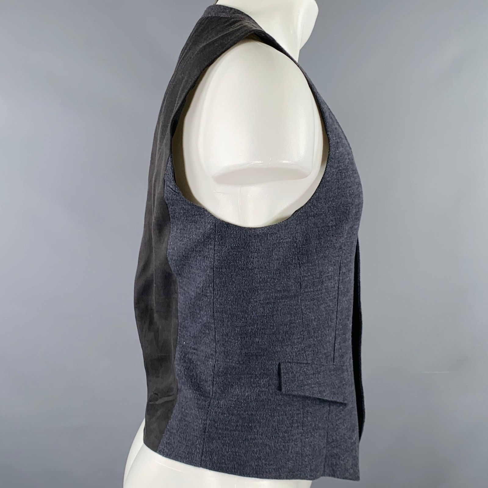 Rag & Bone M Grey Black Color Block Cotton Single Breasted Vest Size 38R - 2 Thumbnail