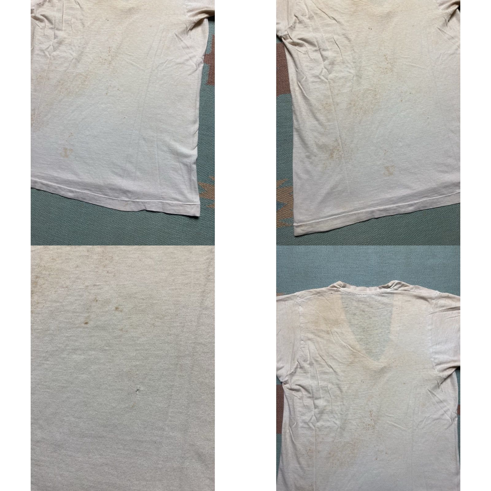 Vintage VINTAGE 70s 80s White T-Shirt V-Neck Cotton Grunge Medium M Mens Size US M / EU 48-50 / 2 - 9 Thumbnail