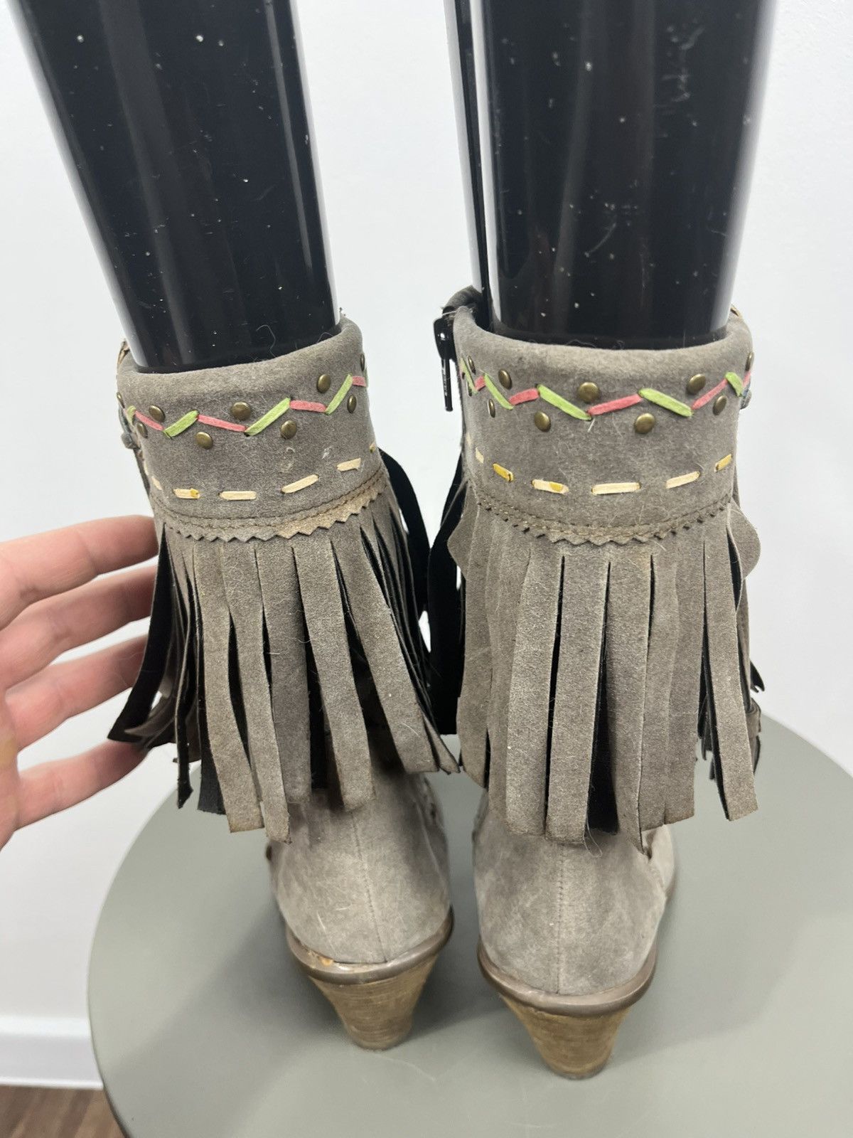 Other Womens Suede Fringe Mid Calf Boots Western Style EU 38 Size US 7 / IT 37 - 6 Thumbnail