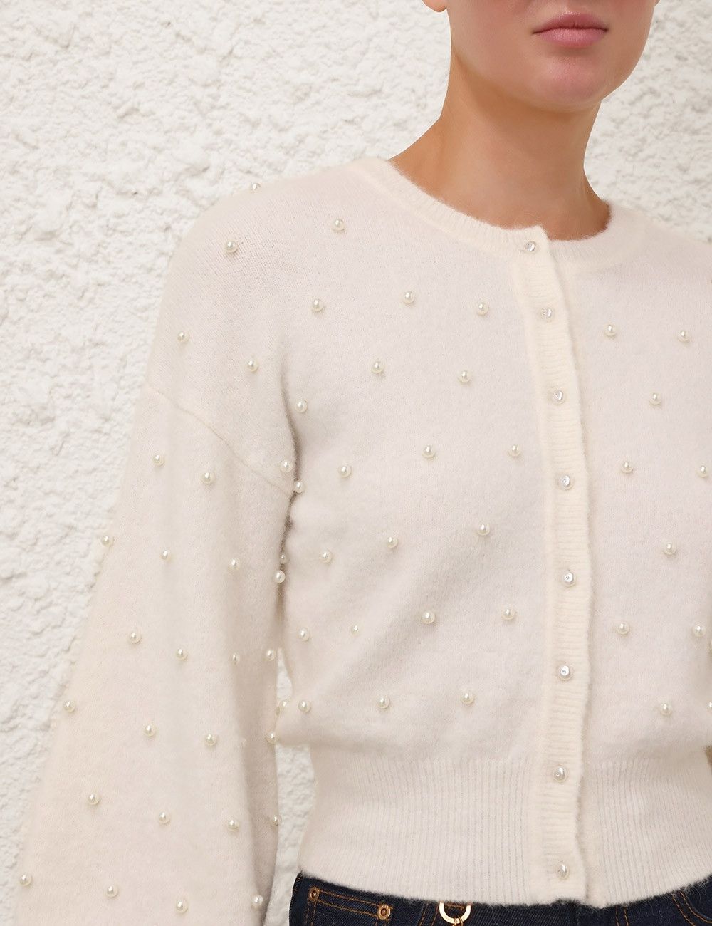 Zimmermann oc11z1025 Crush Beaded Cardigan in Ivory Size L / US 10 / IT 46 - 6 Thumbnail