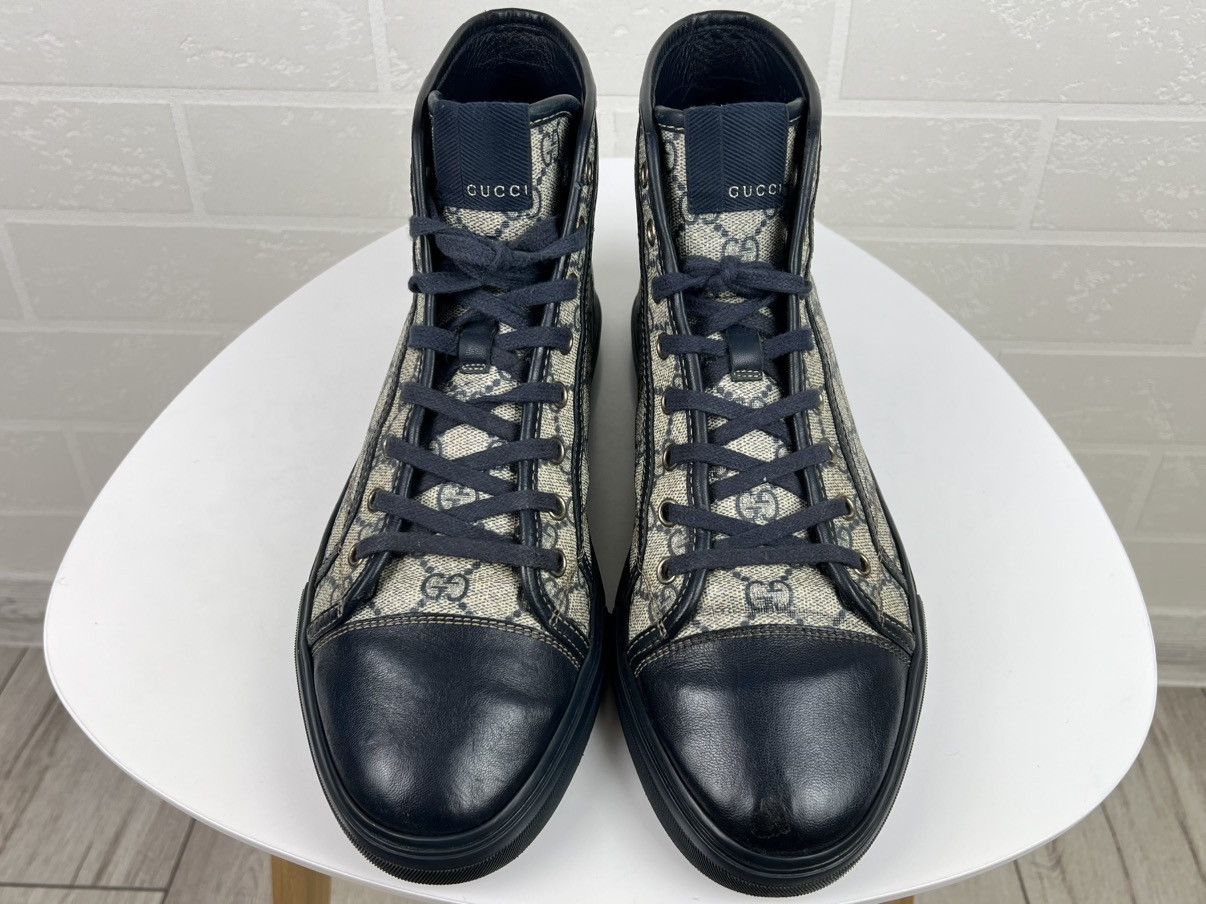 Gucci GUCCI Sneakers Hi Top Leather GG Monogram Canvas Navy Men's Size US 8.5 / EU 41-42 - 6 Thumbnail