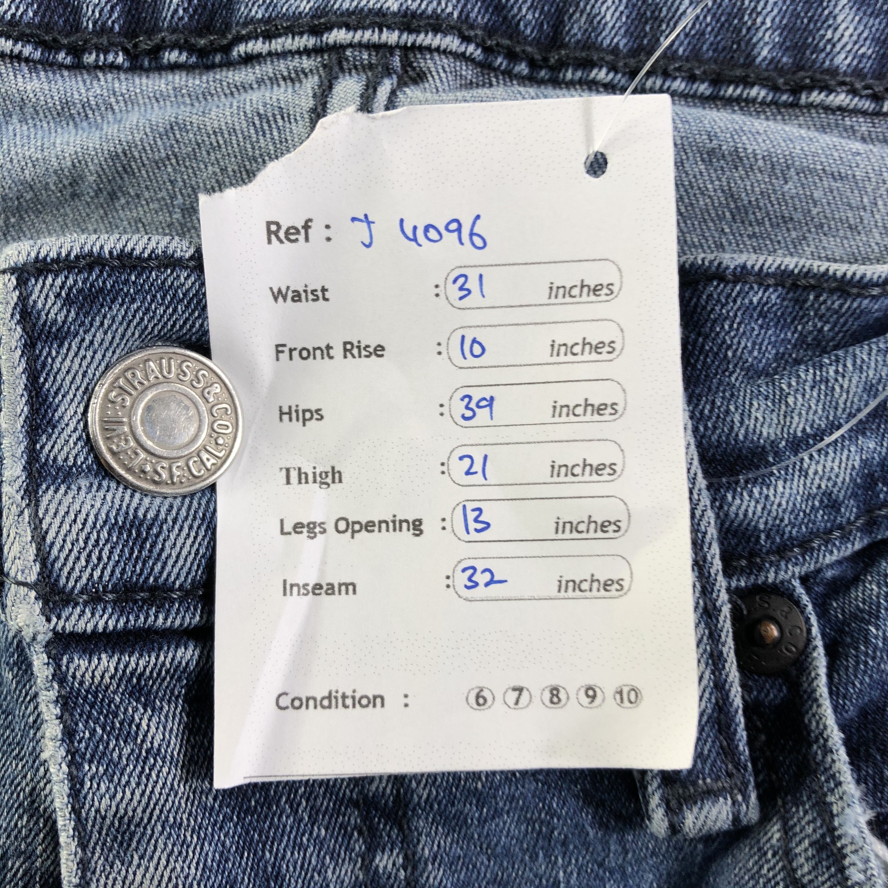 Levi's Vintage Blue Wash Levis Jeans-J4096 Size US 31 - 11 Thumbnail