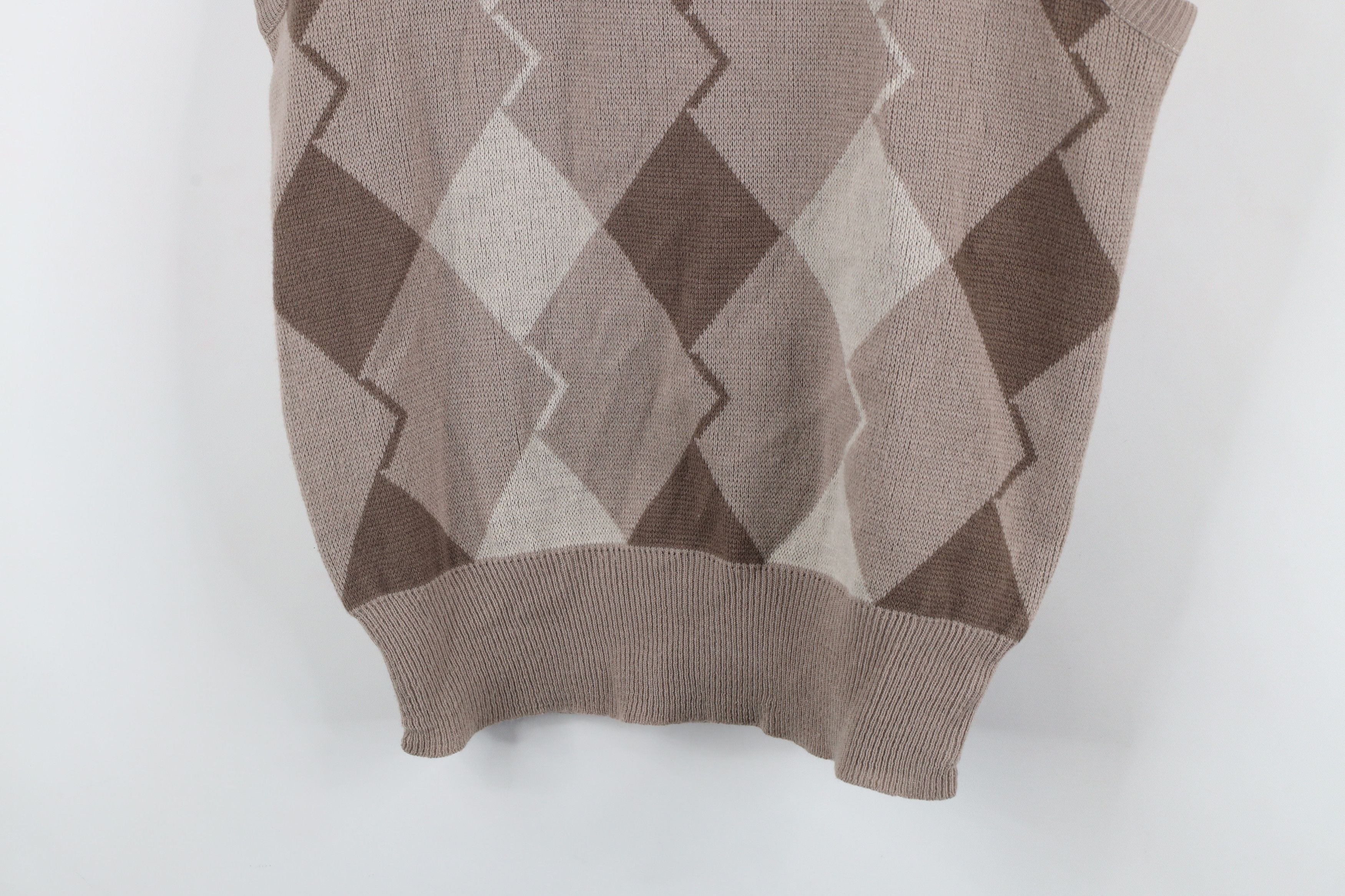 Vintage Vintage 90s Streetwear Argyle Ribbed Knit Sweater Vest Beige Size US S / EU 44-46 / 1 - 3 Thumbnail