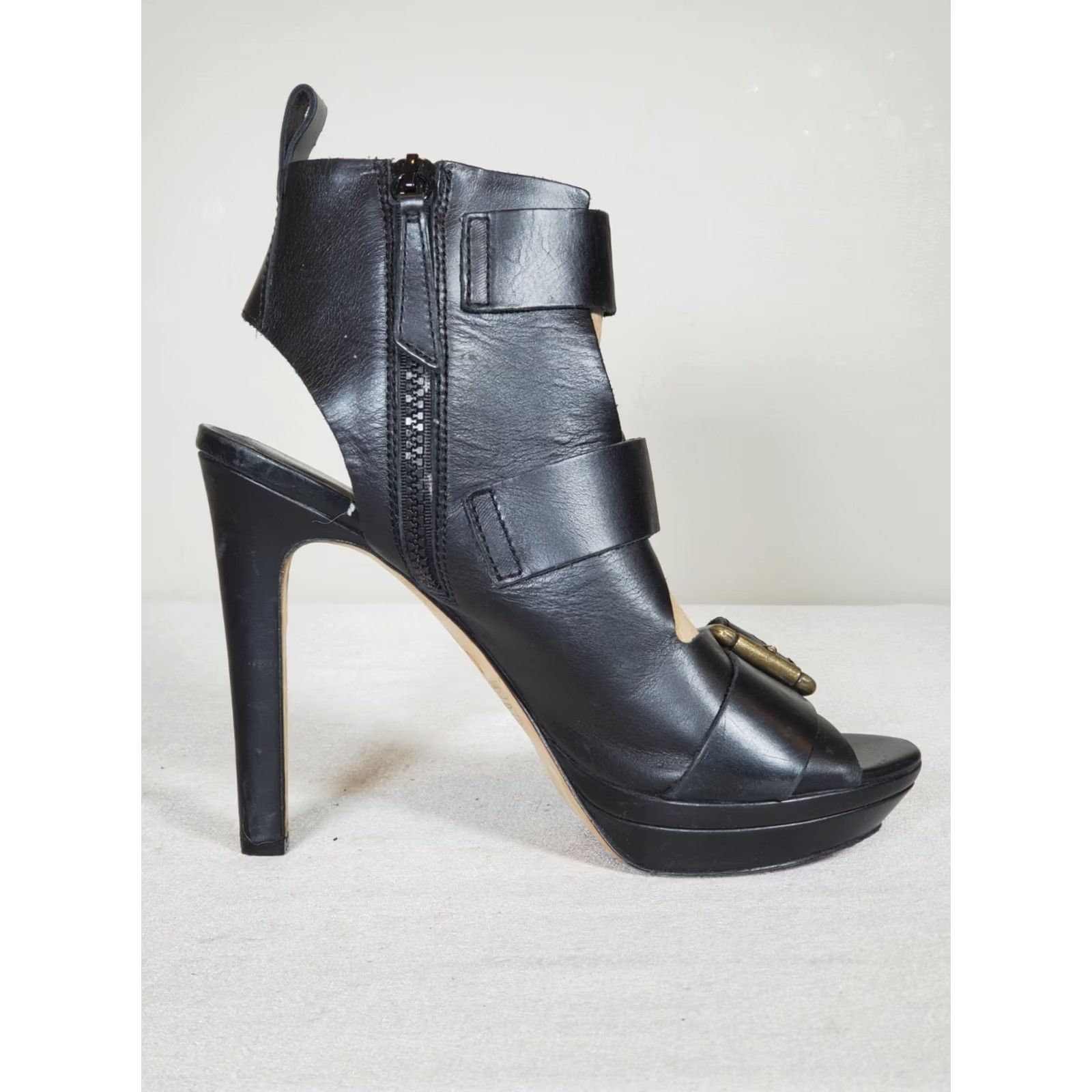 Diesel Diesel Riley Black Leather Strappy Platform High Heeled Sandals Women's US 10 EU 41 Size US 10 / IT 40 - 4 Thumbnail
