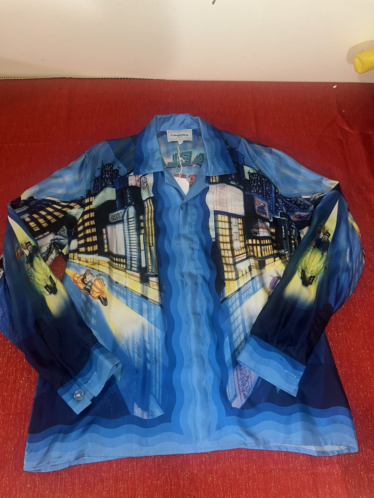 Casablanca Casablanca Silk Twill Cuban Collar Shirt Sz XL Tokyo Nights Size US XL / EU 56 / 4 - 17 Thumbnail