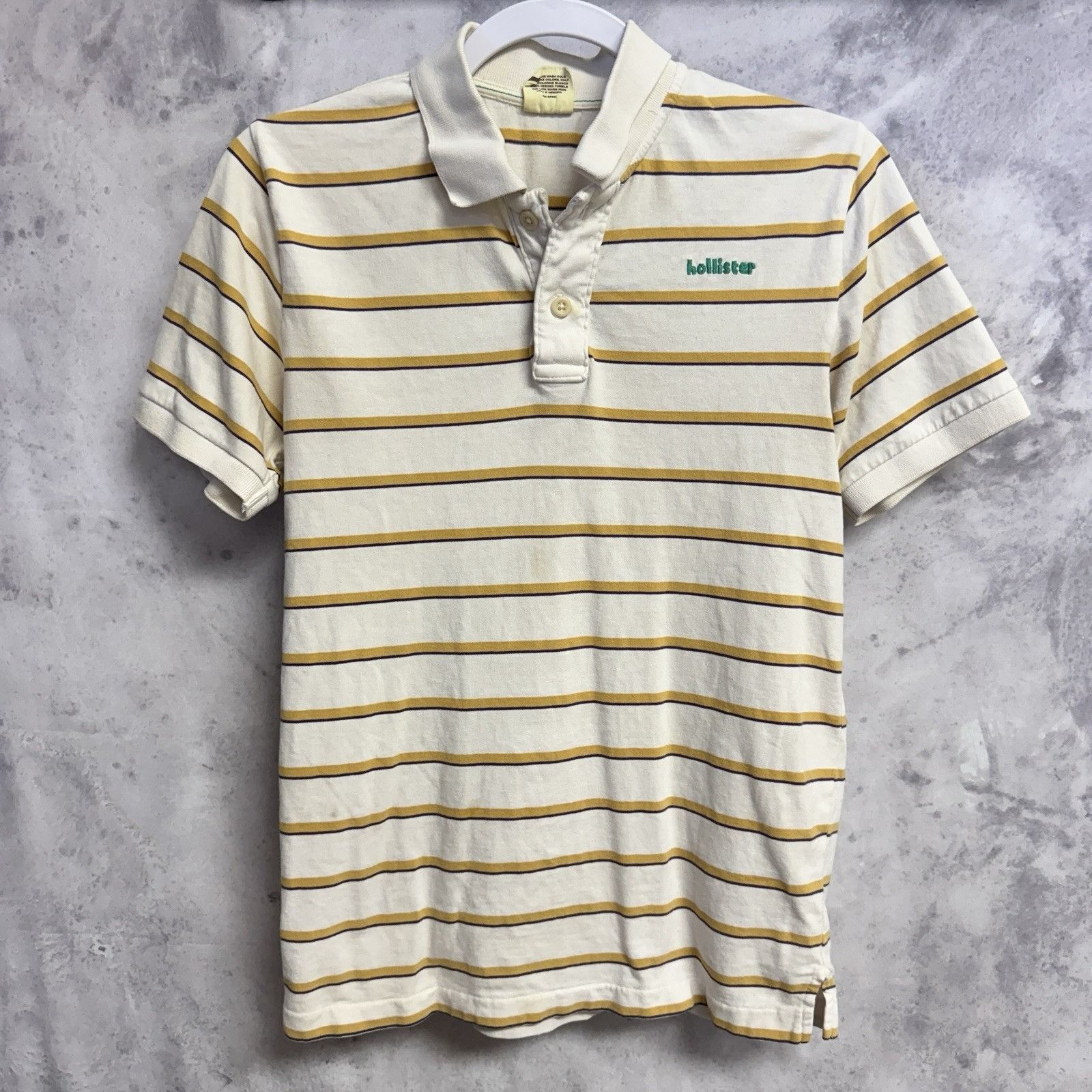 Hollister Hollister Womens Polo T Shirt White Striped Short Sleeve Y2K Size S / US 4 / IT 40 - 2 Thumbnail