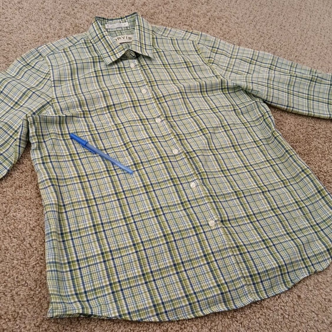 Orvis Orvis Shirt Womens 14 Green Plaid Long Sleeve Button-Up Cotton Blend Regular, Womens, Button-Up, 14, Green, Plaid, Long Sleeve Size XL / US 12-14 / IT 48-50 - 4 Thumbnail