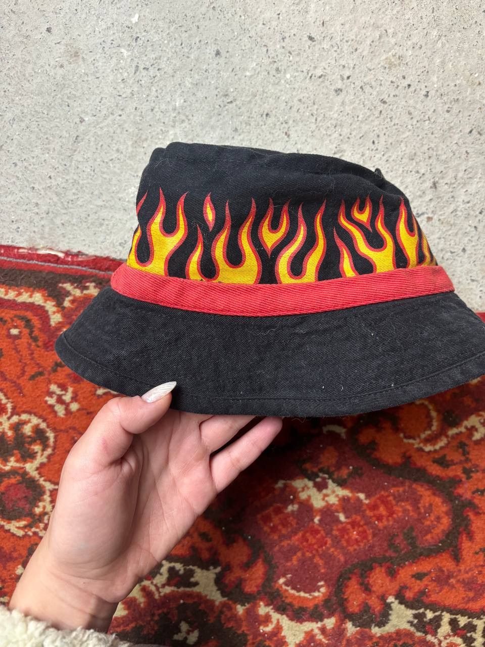 Vintage Vintage Y2K Flame Printed Avantgarde Biker Bucket Hat Size ONE SIZE - 4 Thumbnail