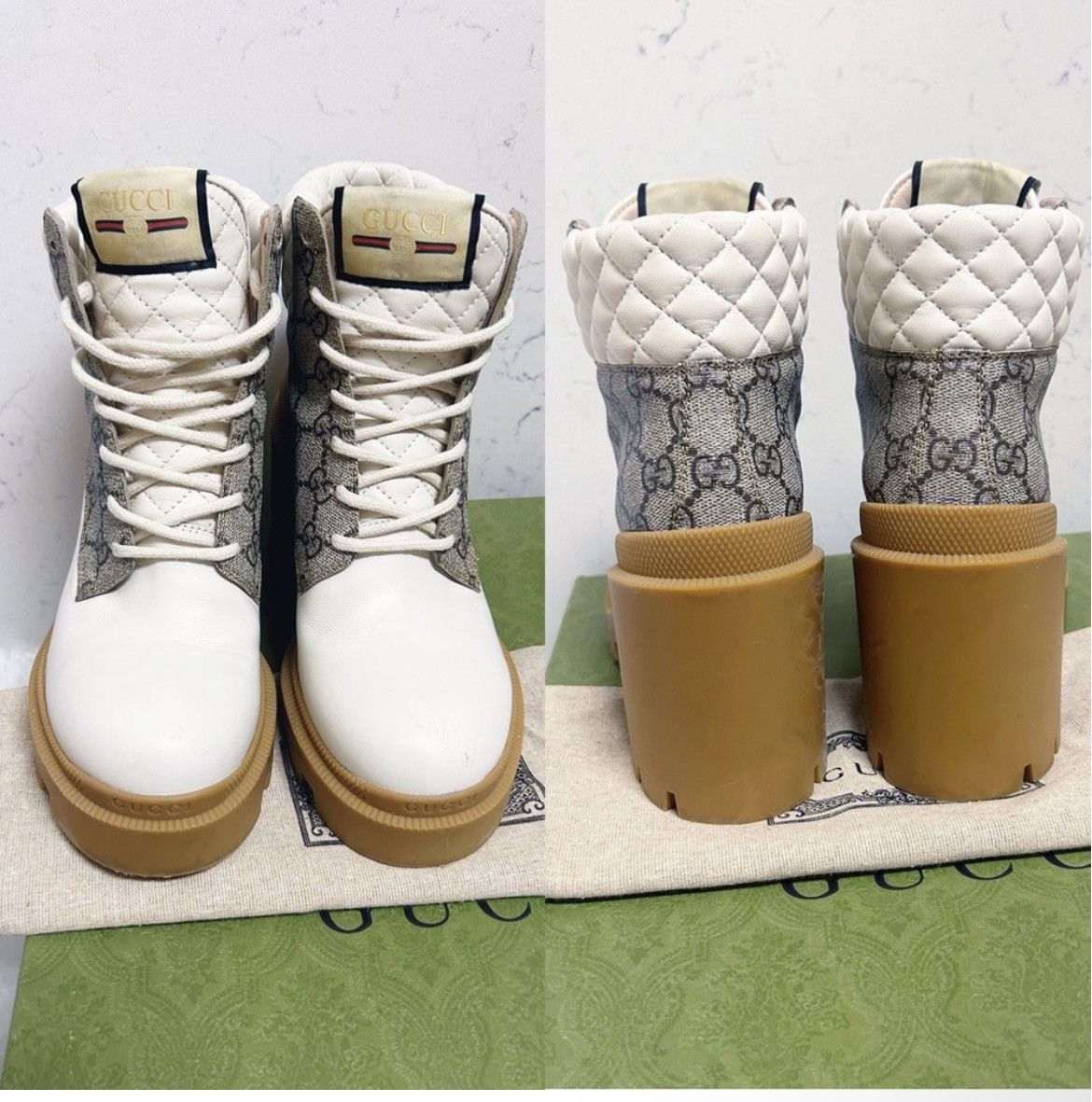 Gucci Aurhentic Gucci Supreme Monogram Trip Combat Heeled Boots Size US 7 / IT 37 - 4 Thumbnail