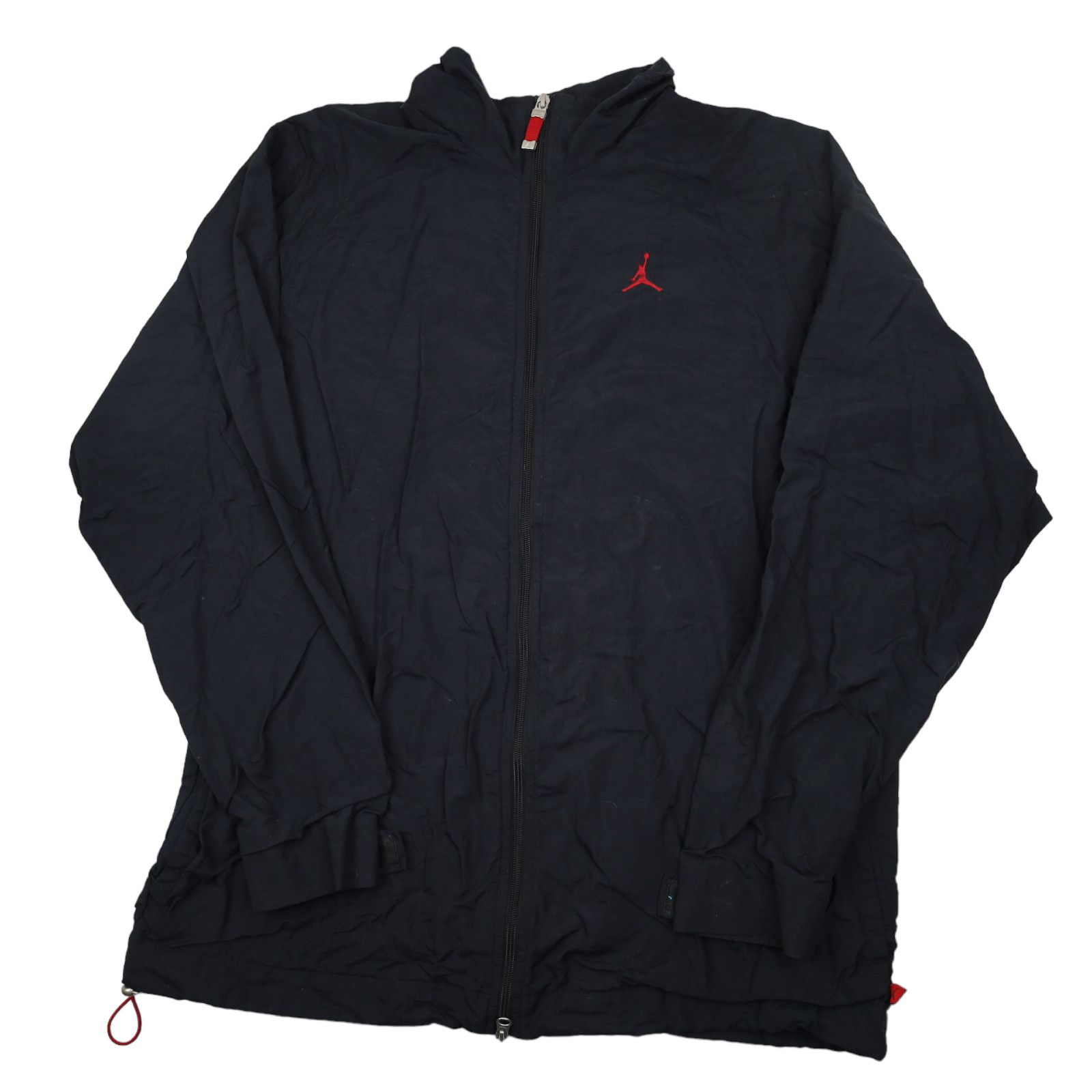 image of Jordan Nike Vintage Nike Air Jordan Bred Spellout Windbreaker Jacket in Black, Men's (Size XL)