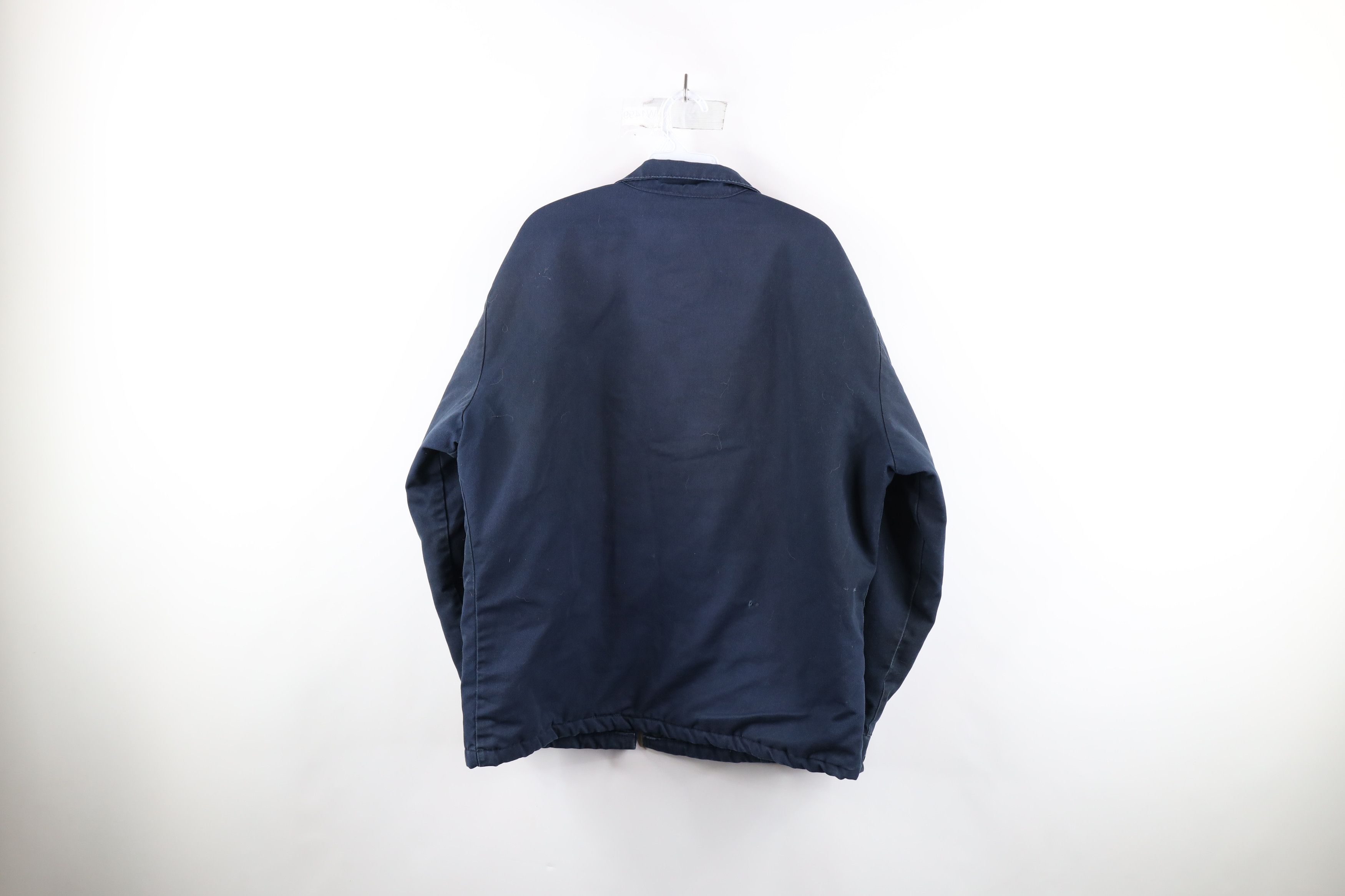 Vintage Vintage 90s Streetwear Quilted Work Mechanic Jacket Blue Size US L / EU 52-54 / 3 - 15 Thumbnail
