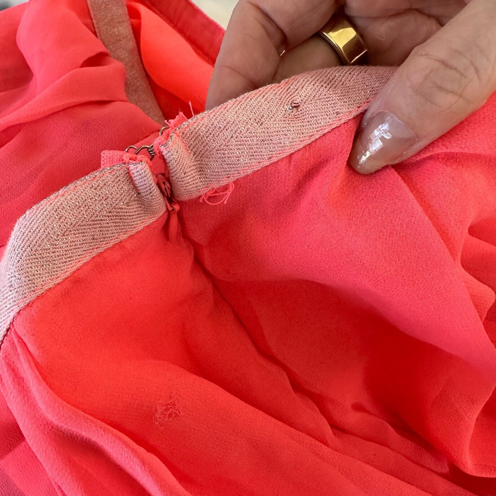 Other Love Riche Pink Sheer Maxi Short Slip Silver Shimmer Waist L Size 36" / US 14 / IT 50 - 10 Thumbnail