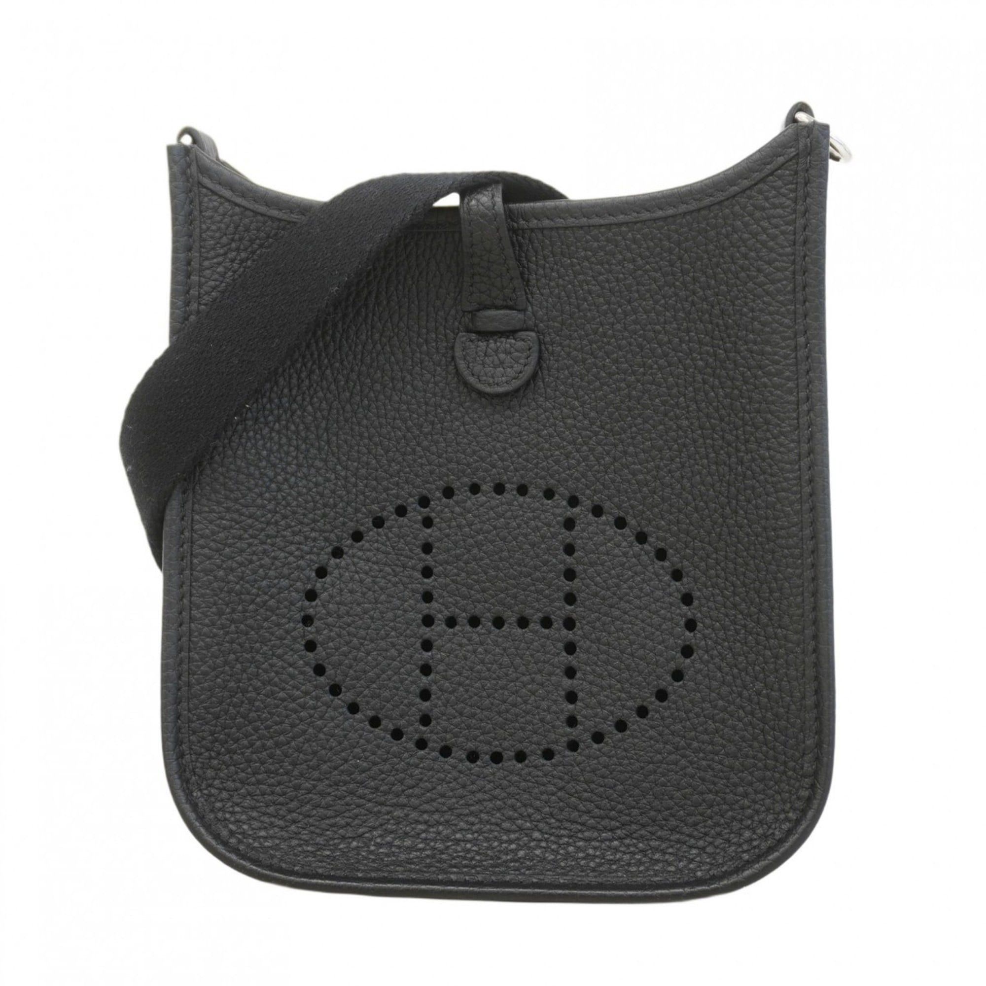 Hermes Evelyn Tpm Taurillon Clemence Shoulder Bag, Black, Y Stamp, Women's