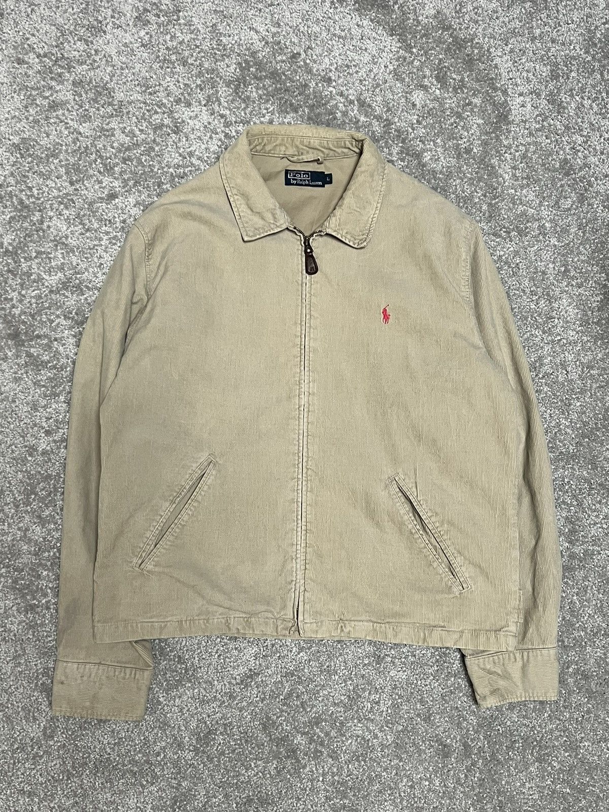 Vintage Polo Ralph Lauren Corduroy Pink Pony Zipper Bomber