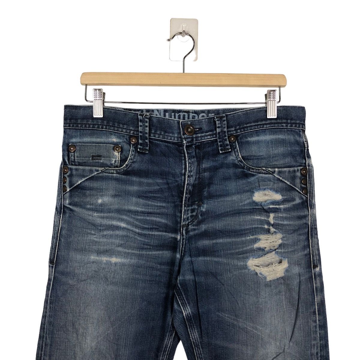 Japanese Brand 🔥Rare 90’s Vintage Distressed Denim Jeans Back Number Japan Size US 32 / EU 48 - 3 Thumbnail