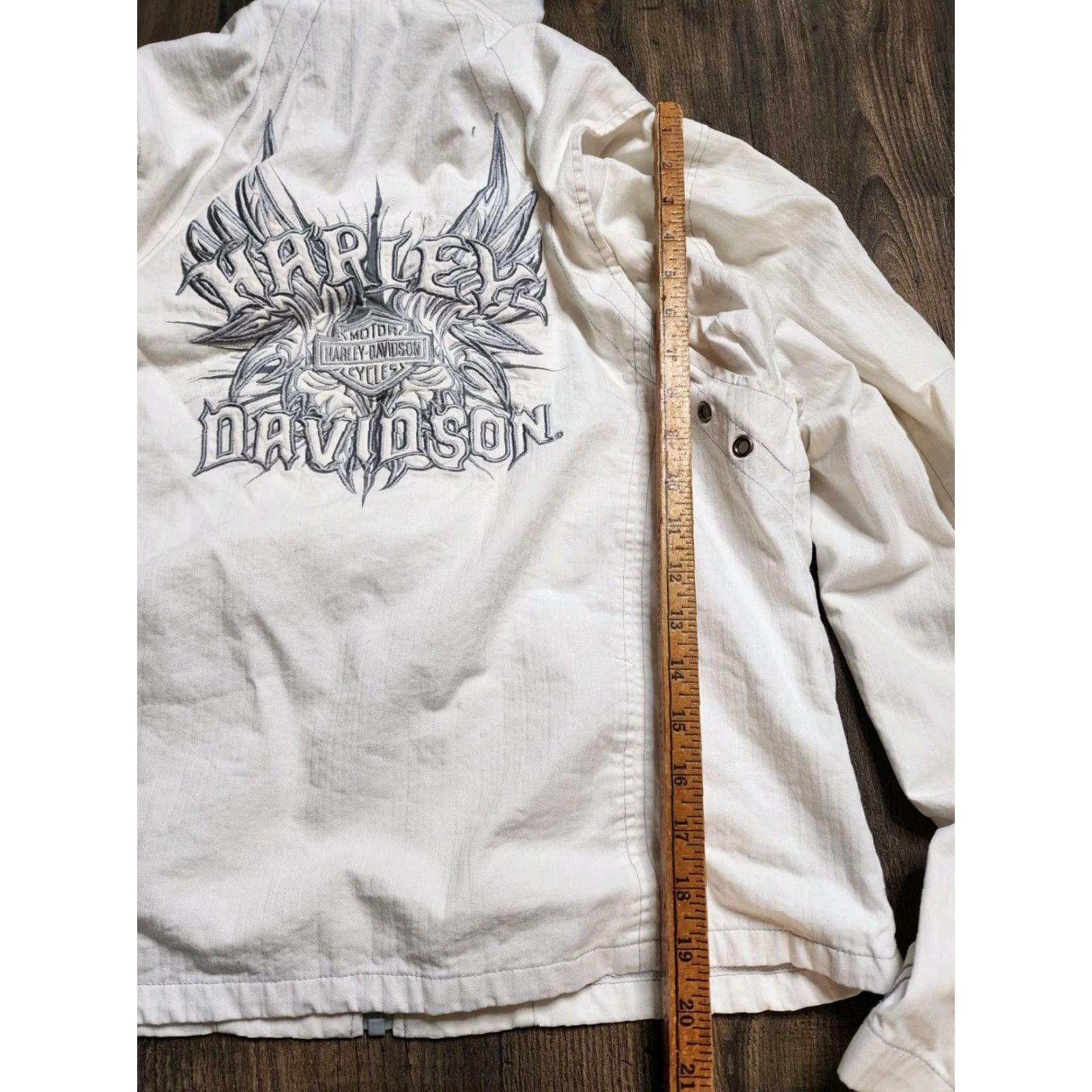 Harley Davidson VINTAGE Harley-Davidson Embroidered Hoodie Jacket SHORT White M Womens Logo Full Zip Hooded Biker 90s Casual Distressed Size M / US 6-8 / IT 42-44 - 4 Thumbnail