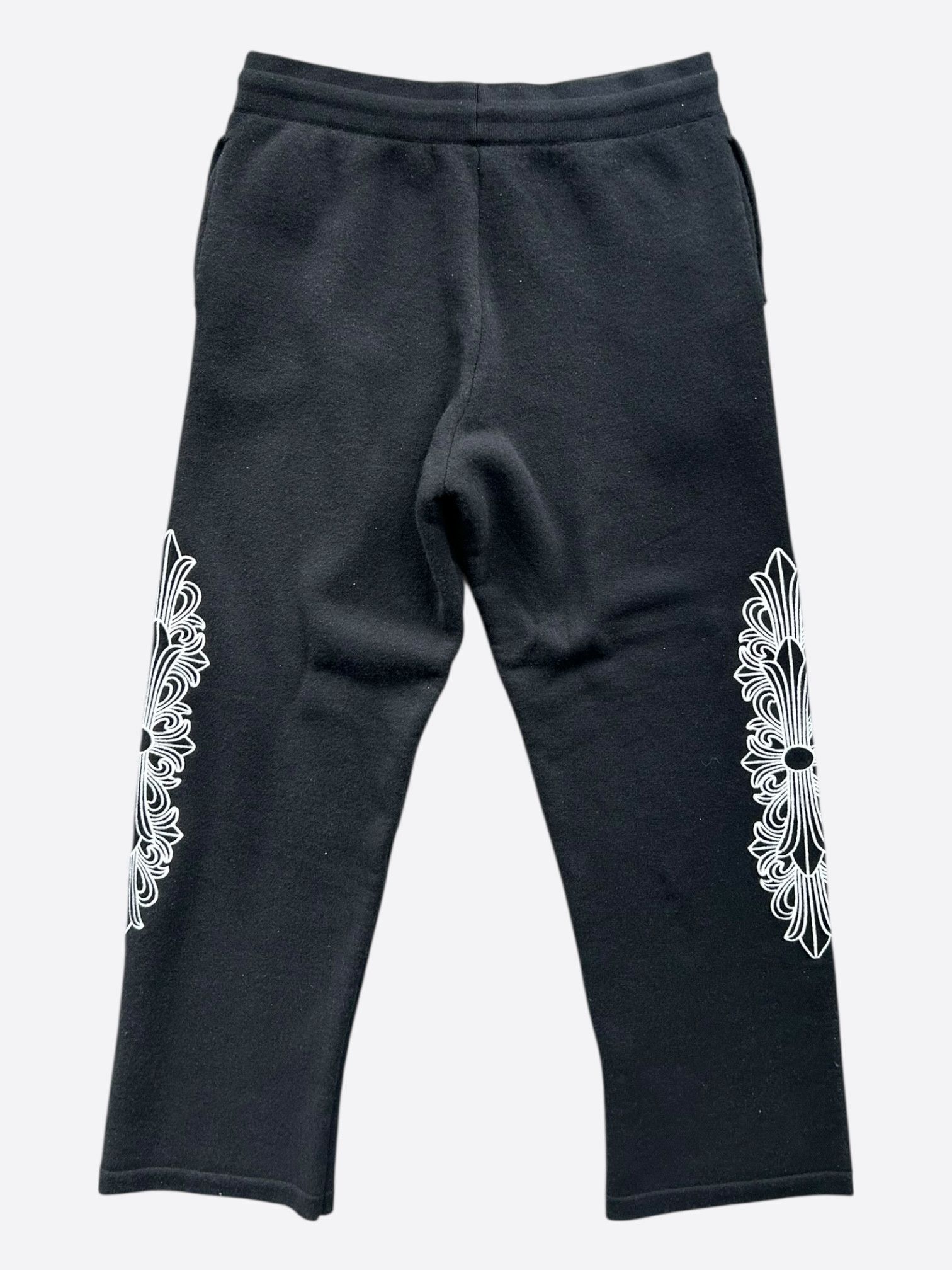 Chrome Hearts Black & White Floral Embroidered Cashmere Sweatpants Size US 34 / EU 50 - 2 Thumbnail