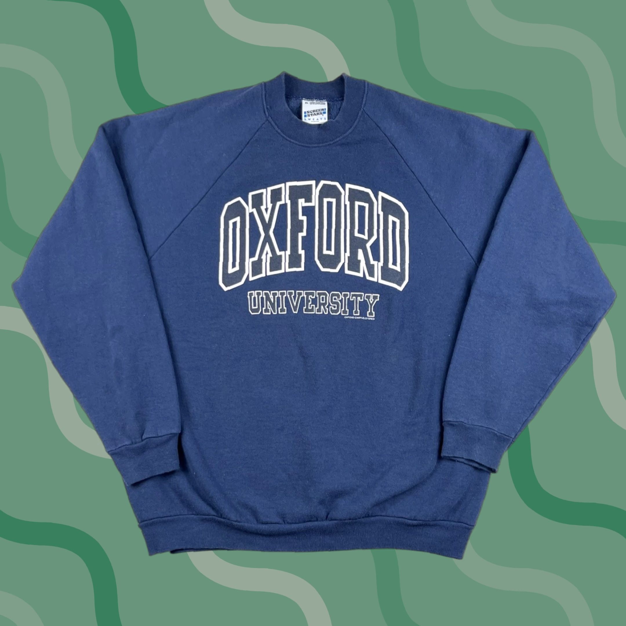 Vintage VINTAGE Screen Stars XL Blue Oxford University Crewneck Sweatshirt Crew Neck Cotton Logo USA 80s 90s Long Sleeve Men Shirt Size US XL / EU 56 / 4 - 1 Thumbnail