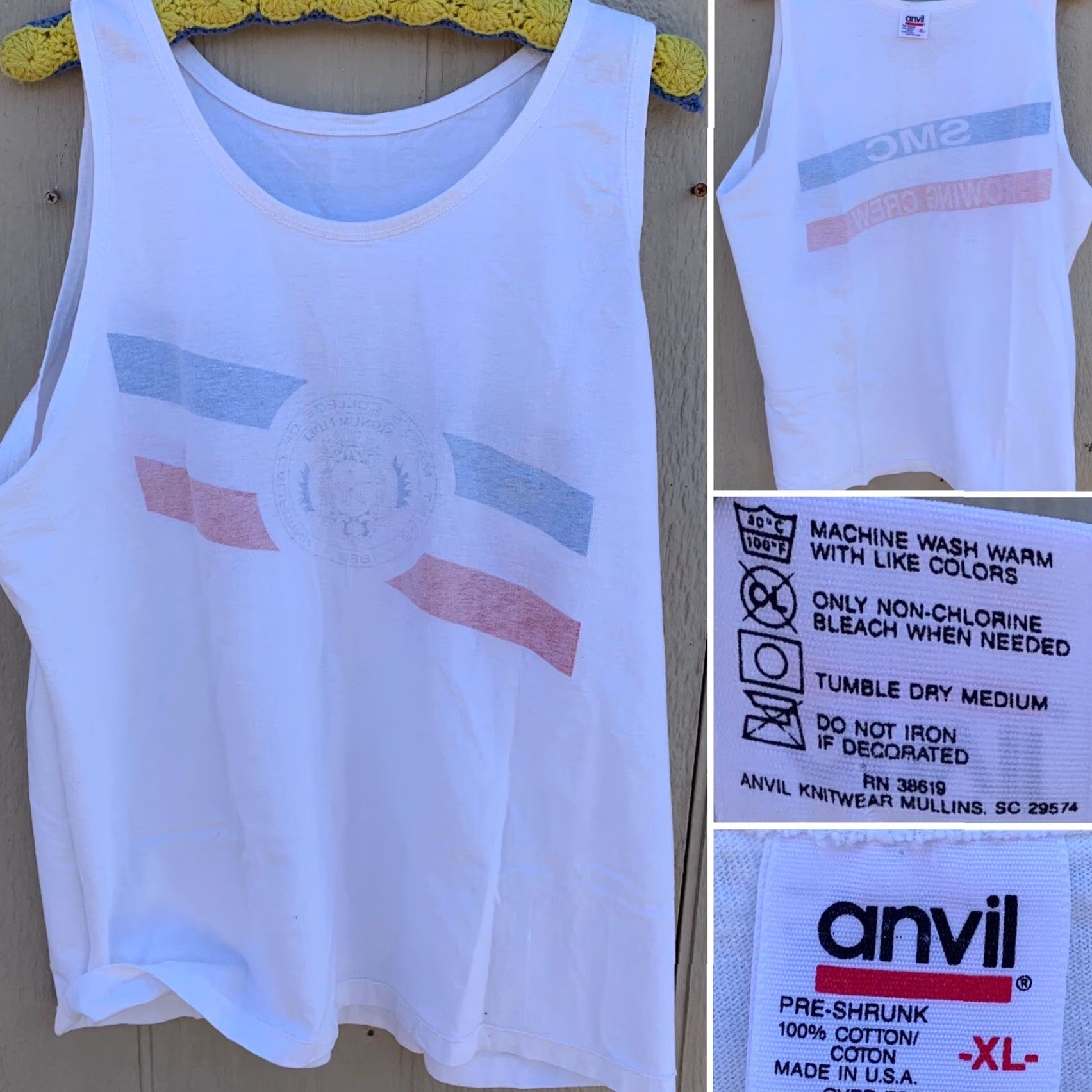 Anvil VINTAGE Saint Mary’s College of California tank top SMC CREW XL White Anvil Graphic Tank Top Womens Size US XL / EU 56 / 4 - 5 Thumbnail