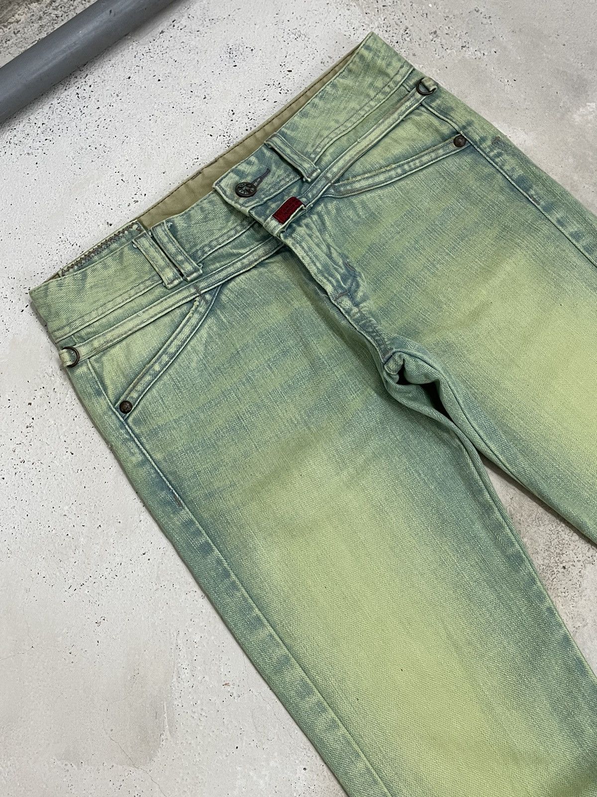 Designer × Marithe + Francois Girbaud Girbaud Green Rust Crazy Wash Flare Denim Size US 28 / EU 44 - 3 Thumbnail