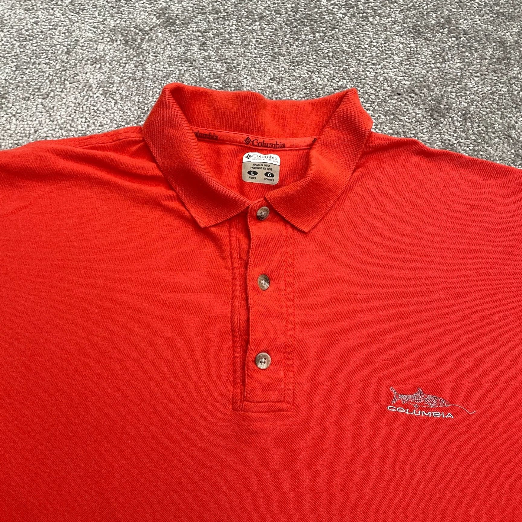 Vintage Columbia Polo Shirt Mens Large Orange Short Sleeve 100% Cotton Fishing Camping Shirt Regular Fit Collared Logo Breathable Easy Care Vintage No Size US L / EU 52-54 / 3 - 3 Thumbnail