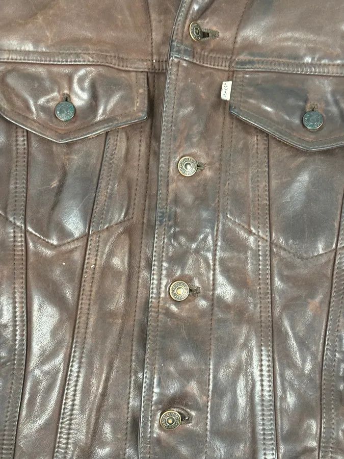 Levi's 2000s Levis Brown Leather Multi-Pocket Leather Jacket Size US L / EU 52-54 / 3 - 8 Thumbnail