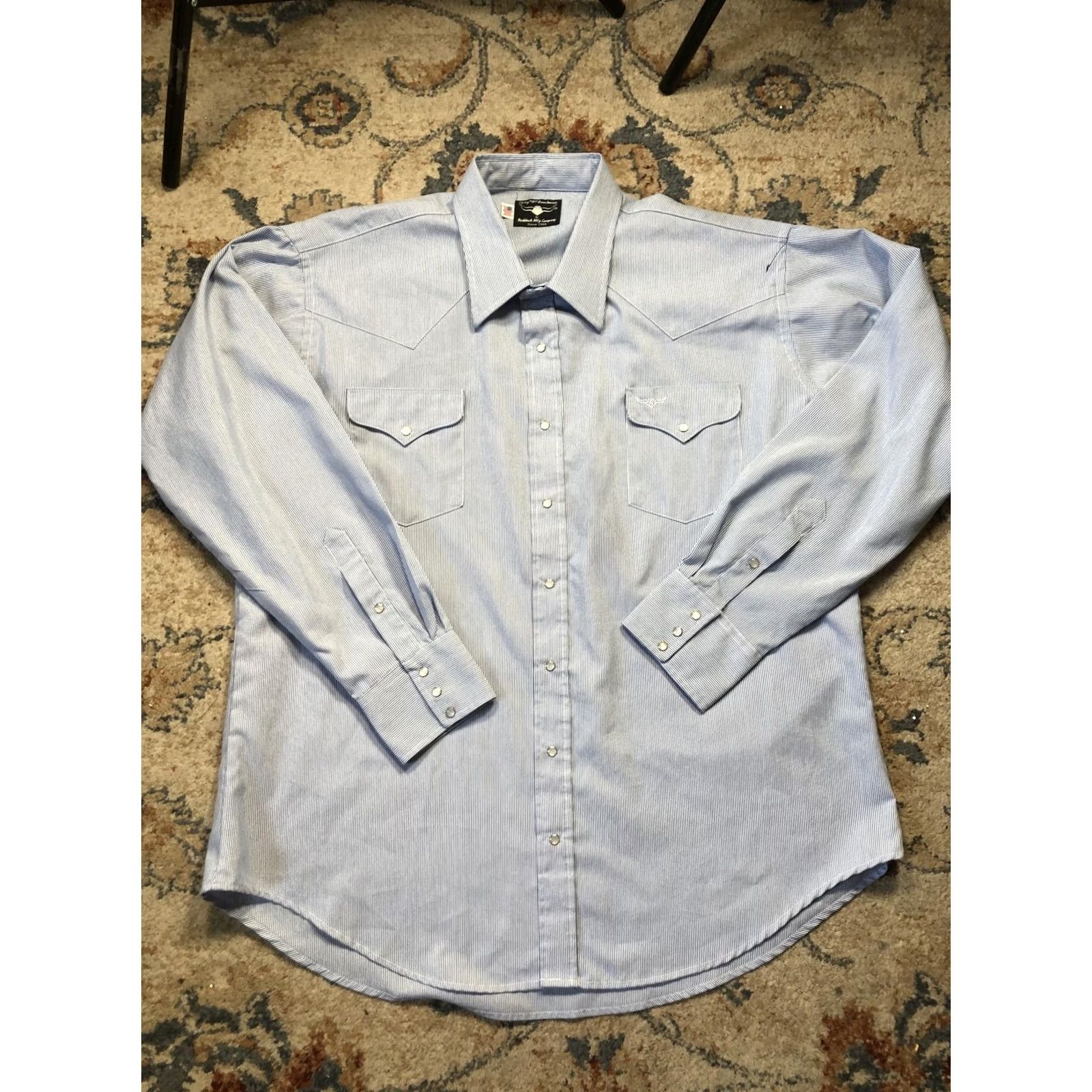 Vintage VINTAGE Flying R Ranchwear Shirt Mens 2XL Blue Western Pearl Snap Made in USA Size US XXL / EU 58 / 5 - 2 Thumbnail