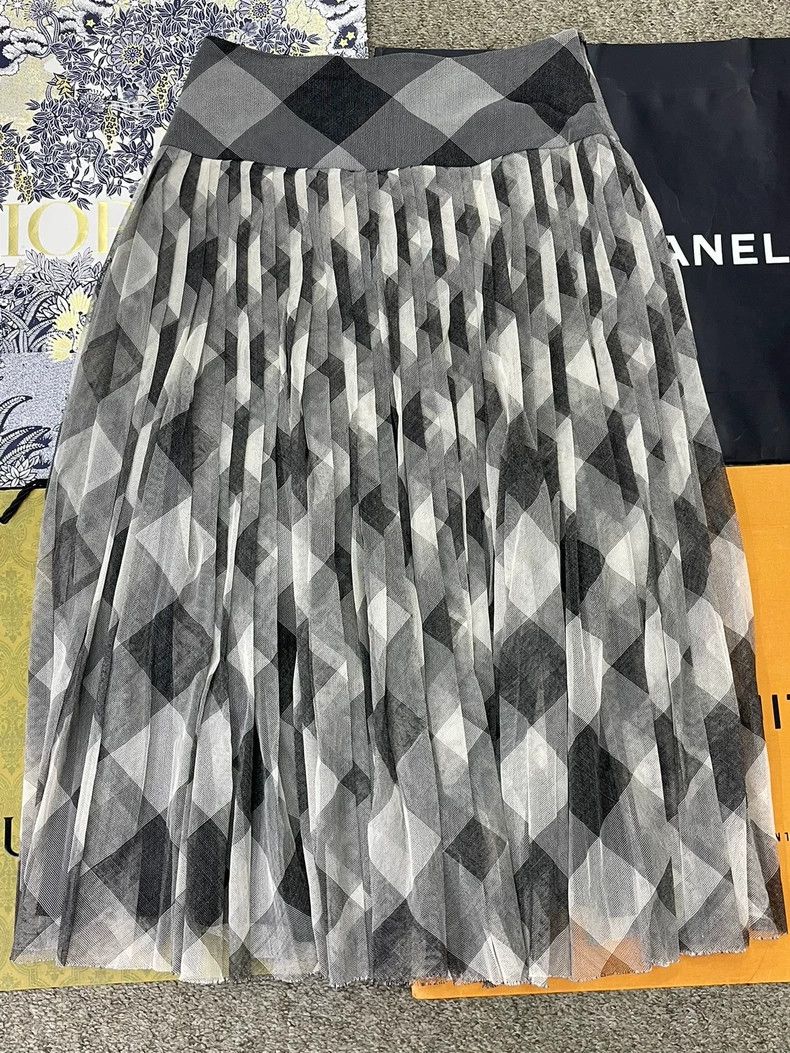 Dior Dior Black Grey White Plaid Mesh Skirt - dmc Size US 31 - 1 Thumbnail