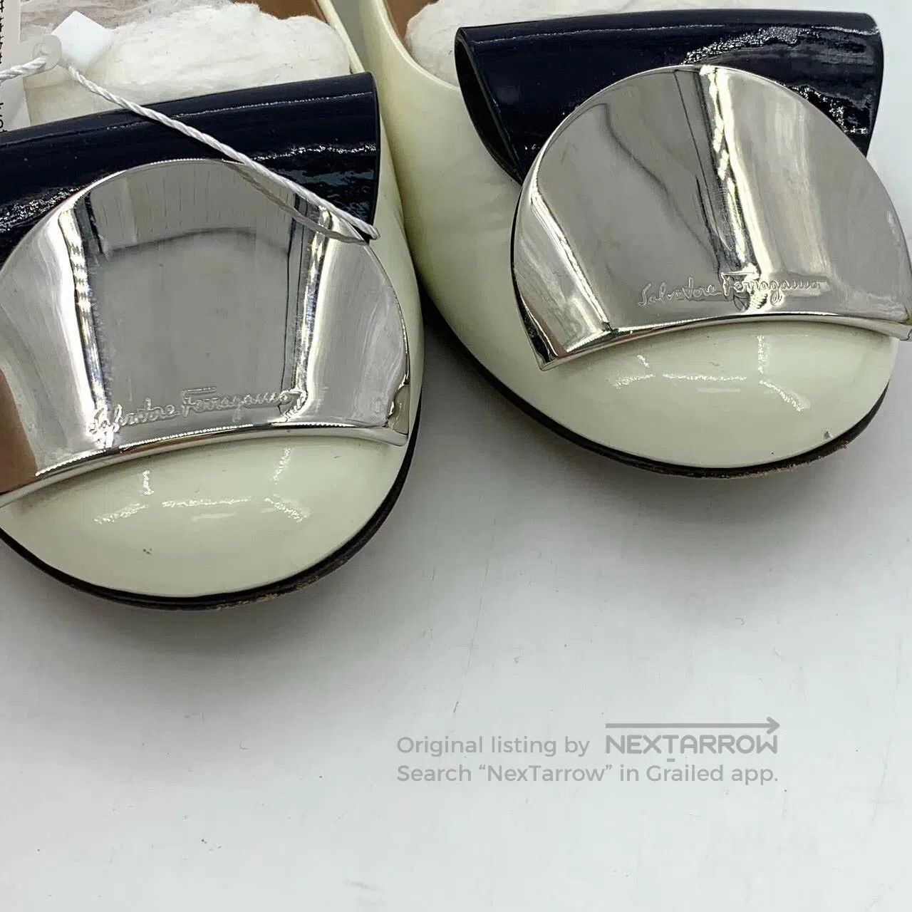 Salvatore Ferragamo Salvatore Ferragamo Off-white metal buckle patent leather Size US 6.5 / IT 36.5 - 8 Thumbnail