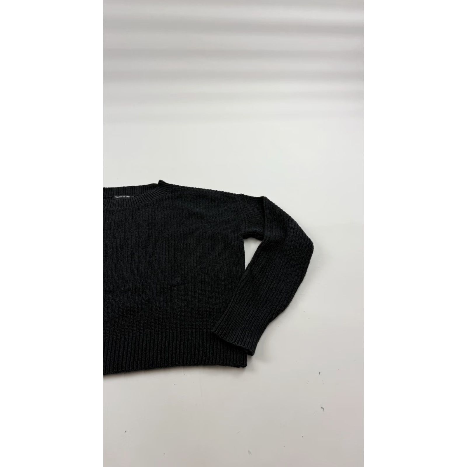 Toad&Co Sweater Womens Medium Black Rib Knit Cropped Pullover Recycled Cotton
