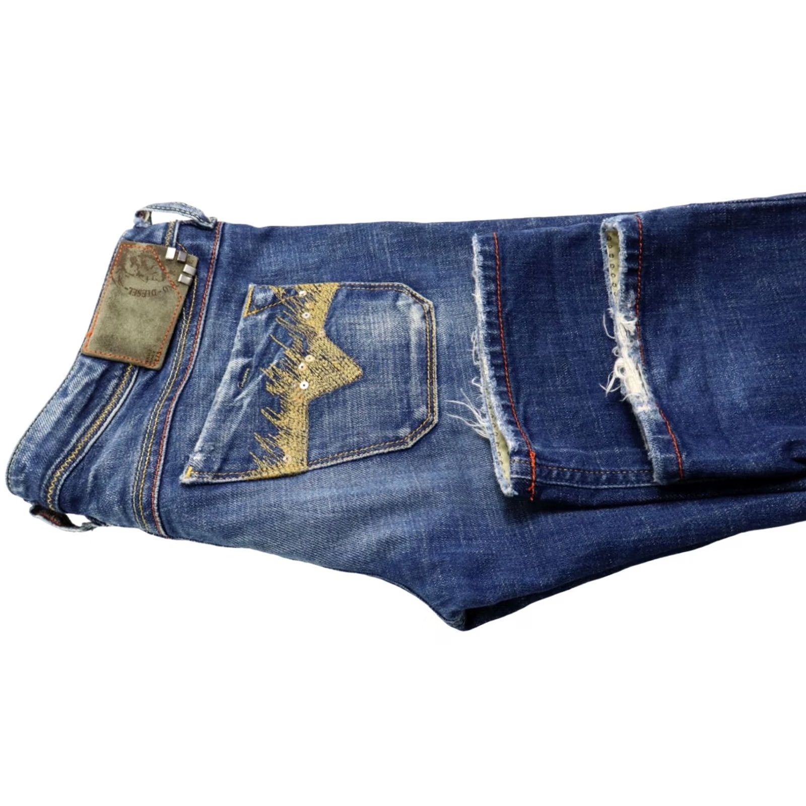 Diesel DIESEL Lowky Slim Fit Jeans Women's W27/L34 Zip Fly 0071L Stretch Blue Denim Low Rise Distressed? Size 27" / US 4 / IT 40 - 5 Thumbnail