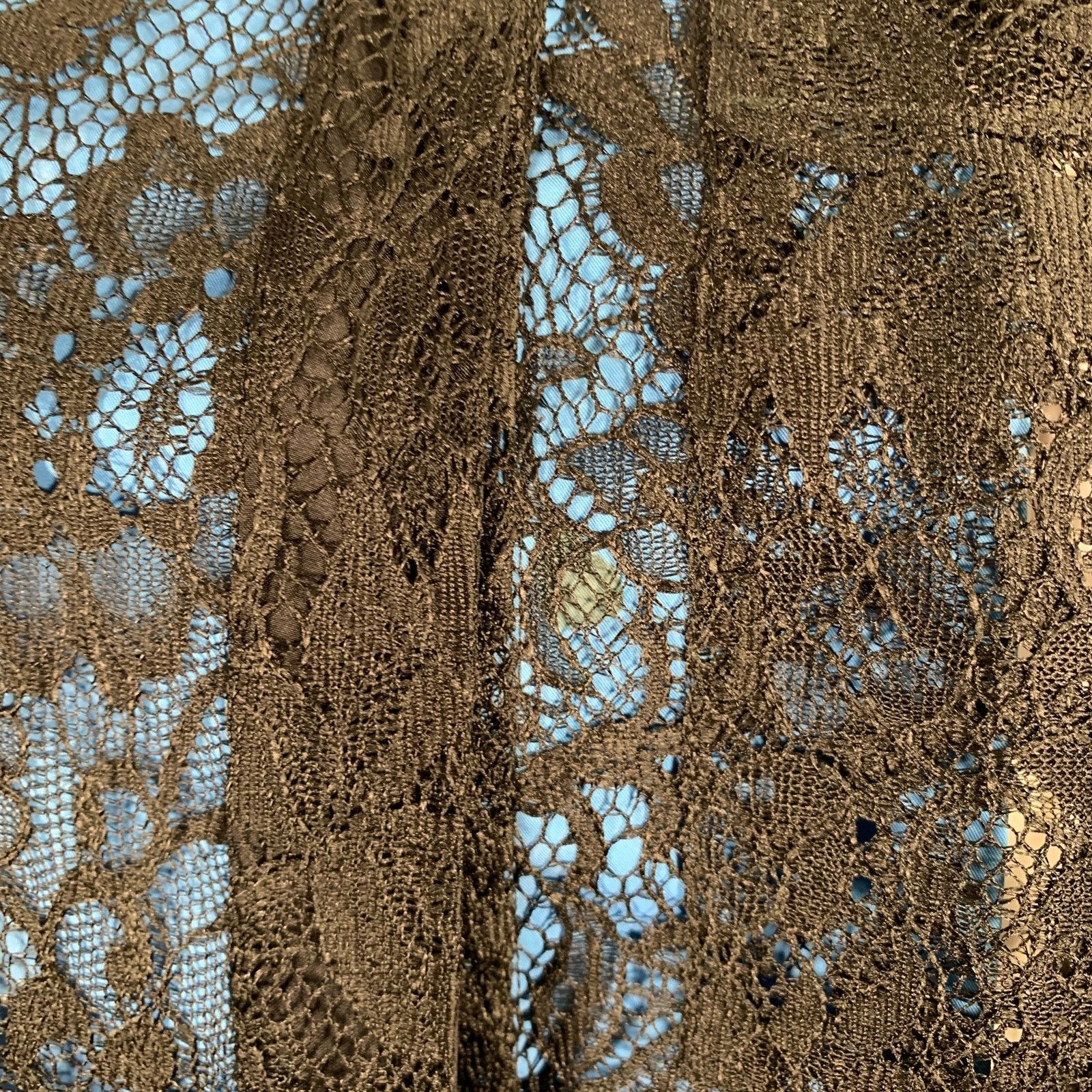 Balenciaga Size S Black Blue Polyester Blend Lace Sleeveless Shirt Size S / US 4 / IT 40 - 4 Thumbnail
