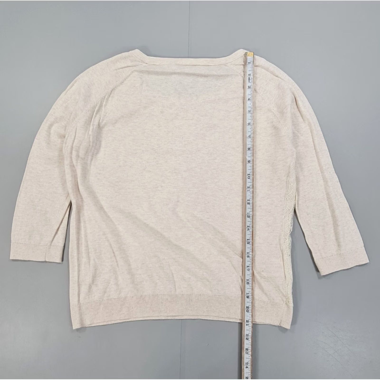 Laura Ashley Laura Ashley Jumper Womens 14 UK Beige Cotton Knit Lace Front Soft Top Size XL / US 12-14 / IT 48-50 - 6 Thumbnail