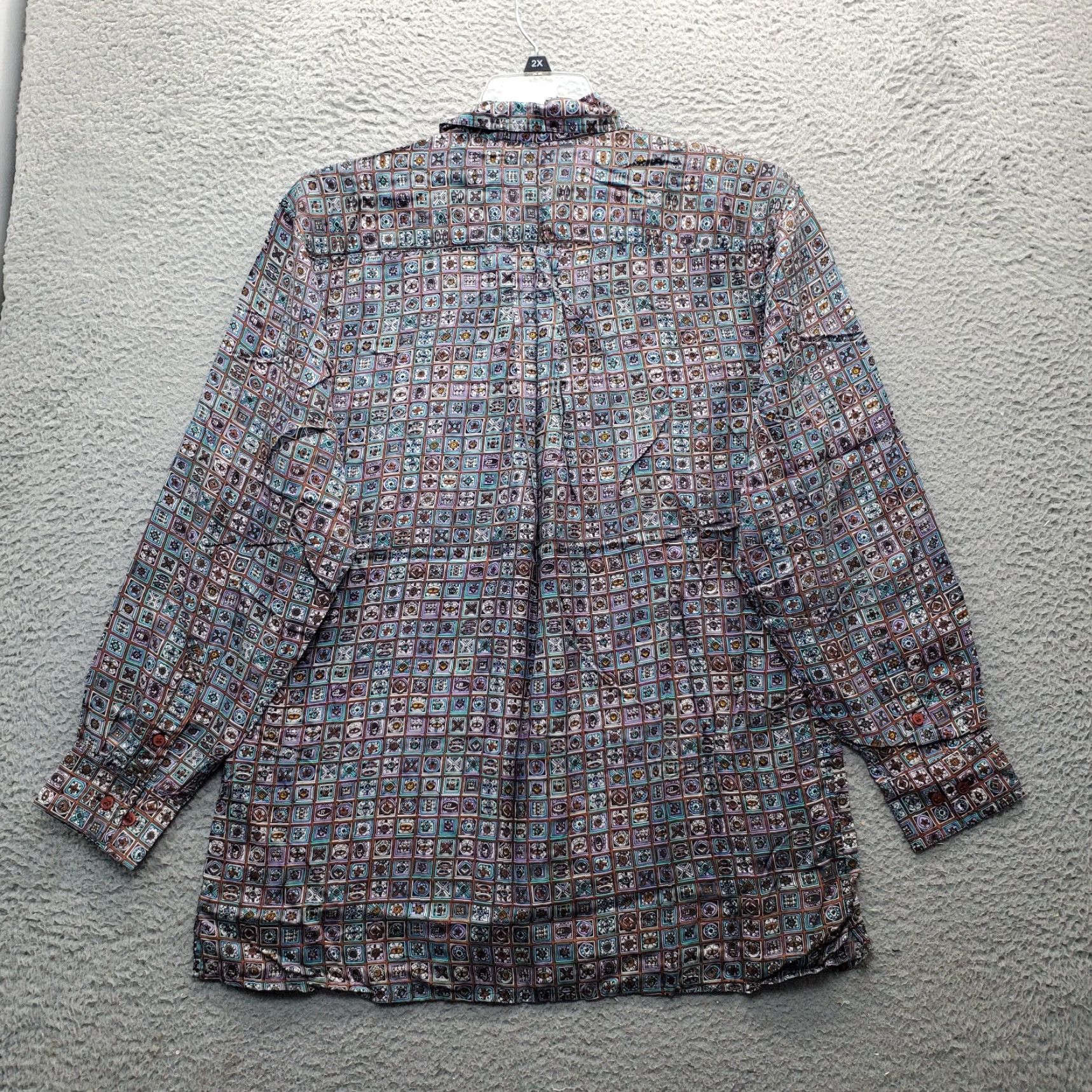 Oleg Cassini Oleg Cassini Shirt Mens Small Multicolor Mosaic Pattern Pocket Collared Button Down Size US S / EU 44-46 / 1 - 2 Thumbnail