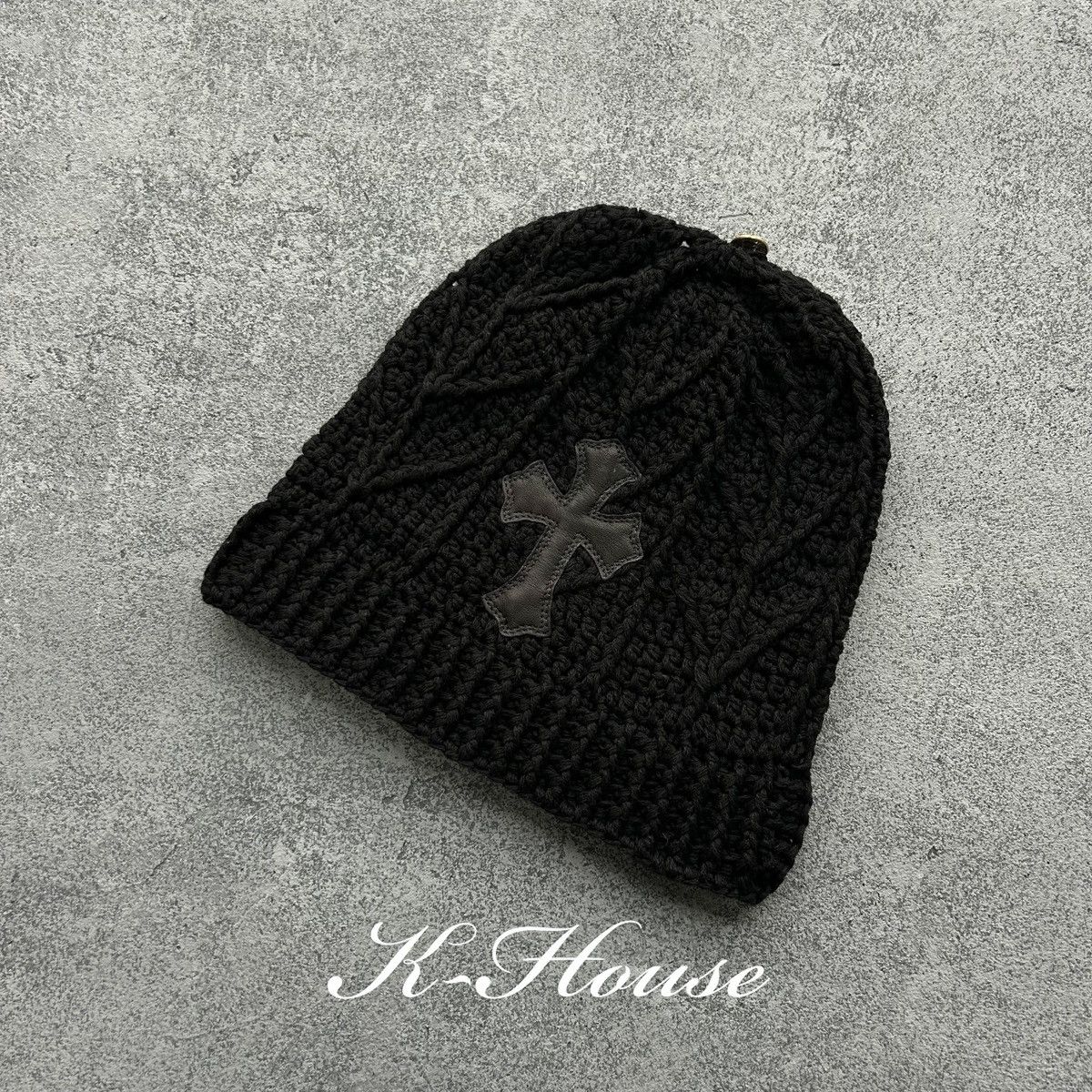 Chrome Hearts Chrome Hearts Black Cotton Knit Cross Patch Beanie Size ONE SIZE - 1 Thumbnail