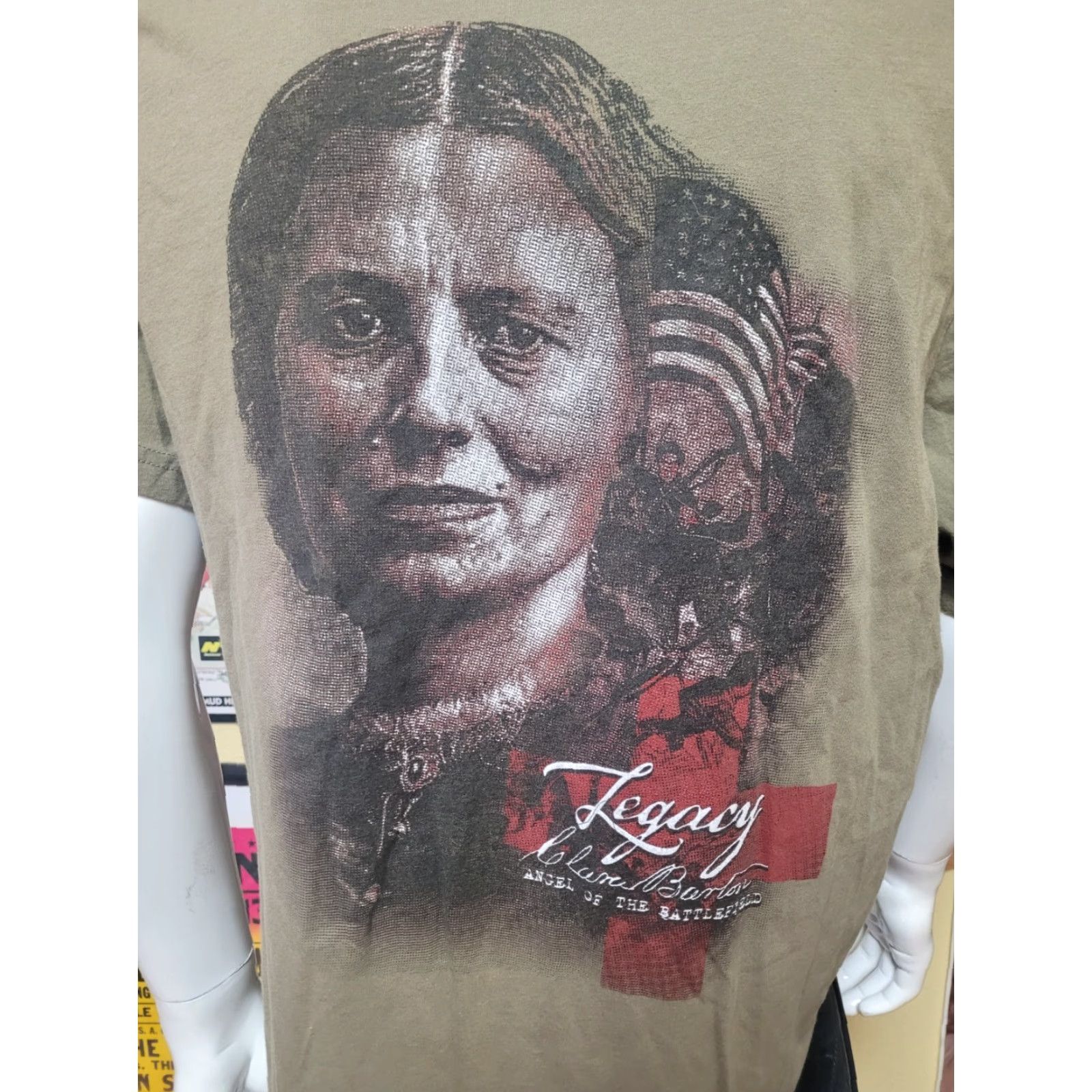 Vintage Grunt Style USA Patriotic T Shirt XL Green Men Short Sleeve Nurse Clara Barton Angel of the Battlefield Shirt 2000s Patriotic USA Size US XL / EU 56 / 4 - 6 Thumbnail