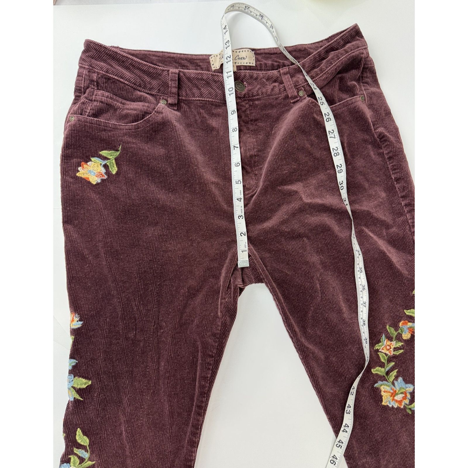 Other Boho Sheryl Crow Corduroy Jeans Floral Festival Gypsy 16 Size 38" / US 16 / IT 52 - 4 Thumbnail