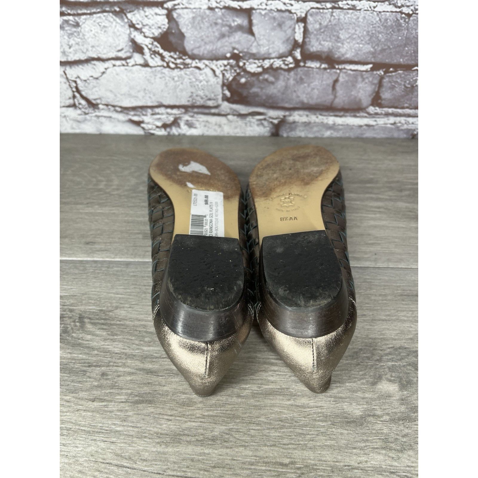 Santoni Rangoni Firenze Pewter Silver Leather Woven Weaves Flats Wom Size US 8.5 / IT 38.5 - 19 Thumbnail