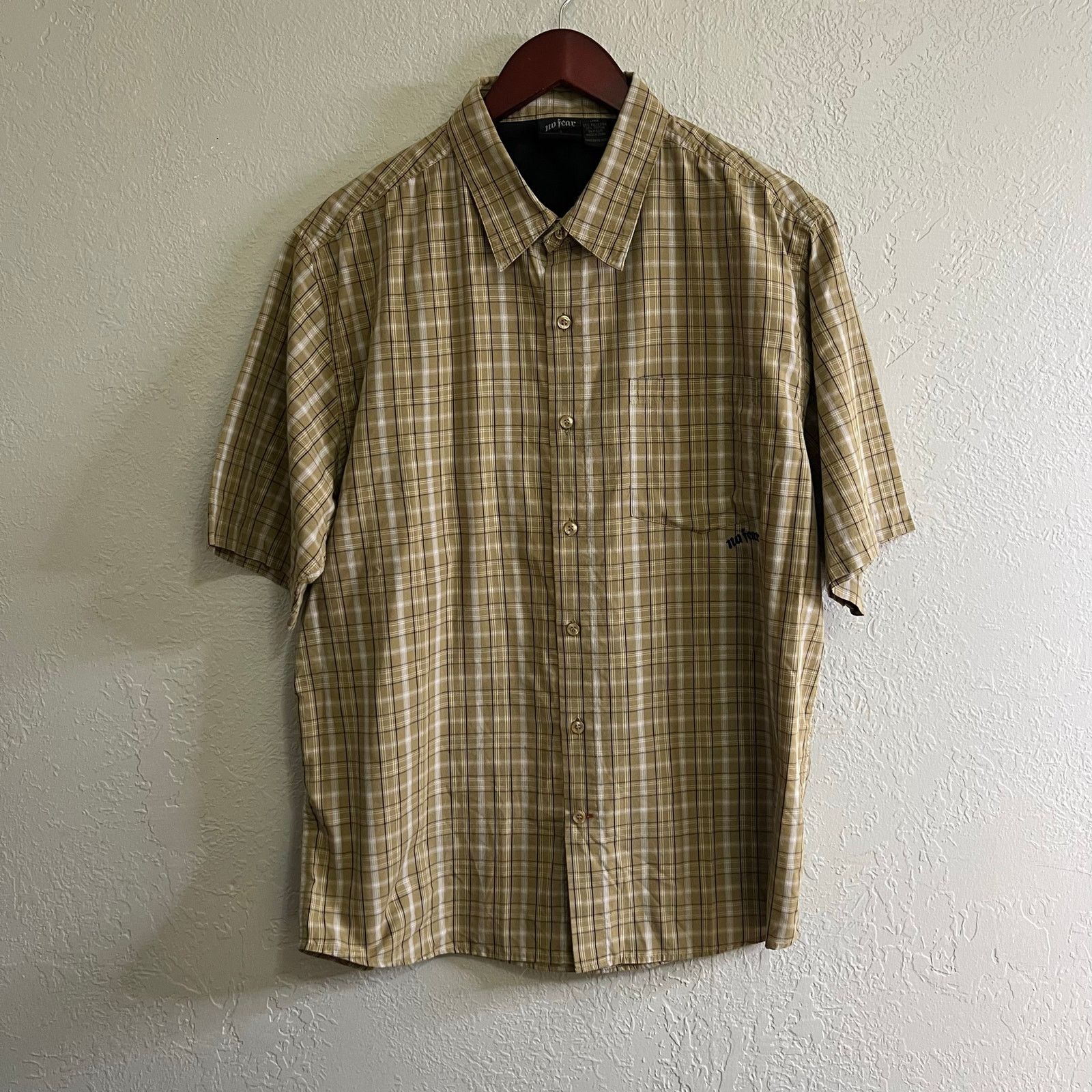 No Fear Vintage No Fear Shirt Mens Large beige Plaid Button Up Size US L / EU 52-54 / 3 - 1 Thumbnail