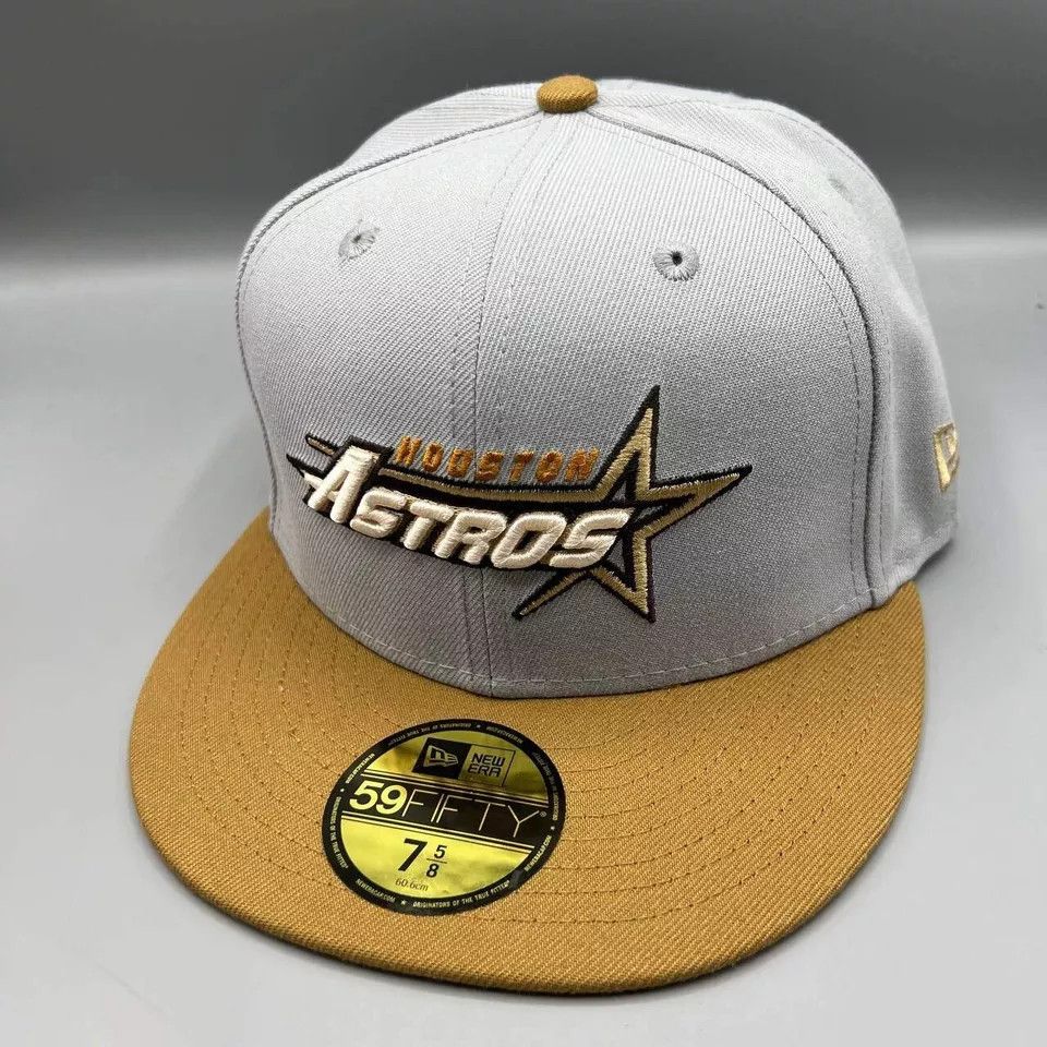 New Era Houston Astros Hat Men 7 5/8 59Fifty New Era MLB Fitted Cap Size ONE SIZE - 3 Thumbnail