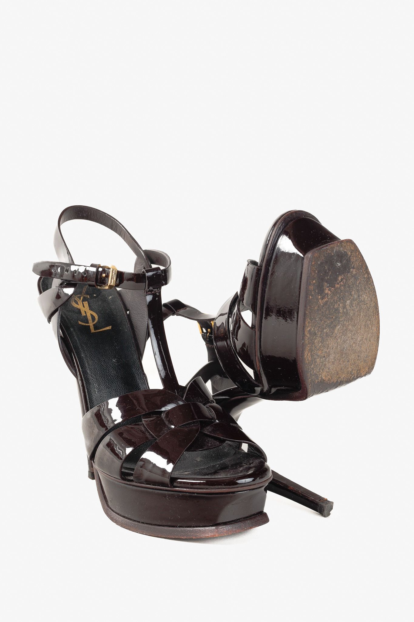 Yves Saint Laurent Saint Laurent Tribute Patent Leather Platform Sandal Size US 8.5 / IT 38.5 - 4 Thumbnail