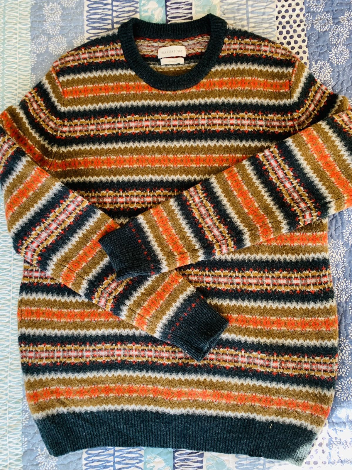 Vintage Harris Wilson x Fair Isle Crewneck Lambswool Sweater Size L / US 10 / IT 46 - 3 Thumbnail
