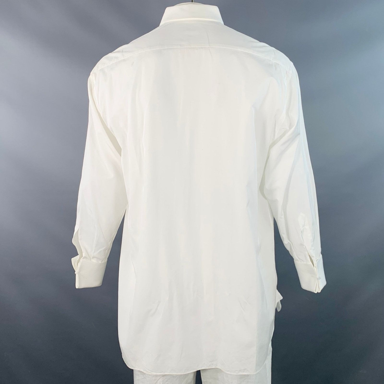 Other LORENZINI White Textured Cotton Tuxedo Long Sleeve Shirt Size 50R - 4 Thumbnail