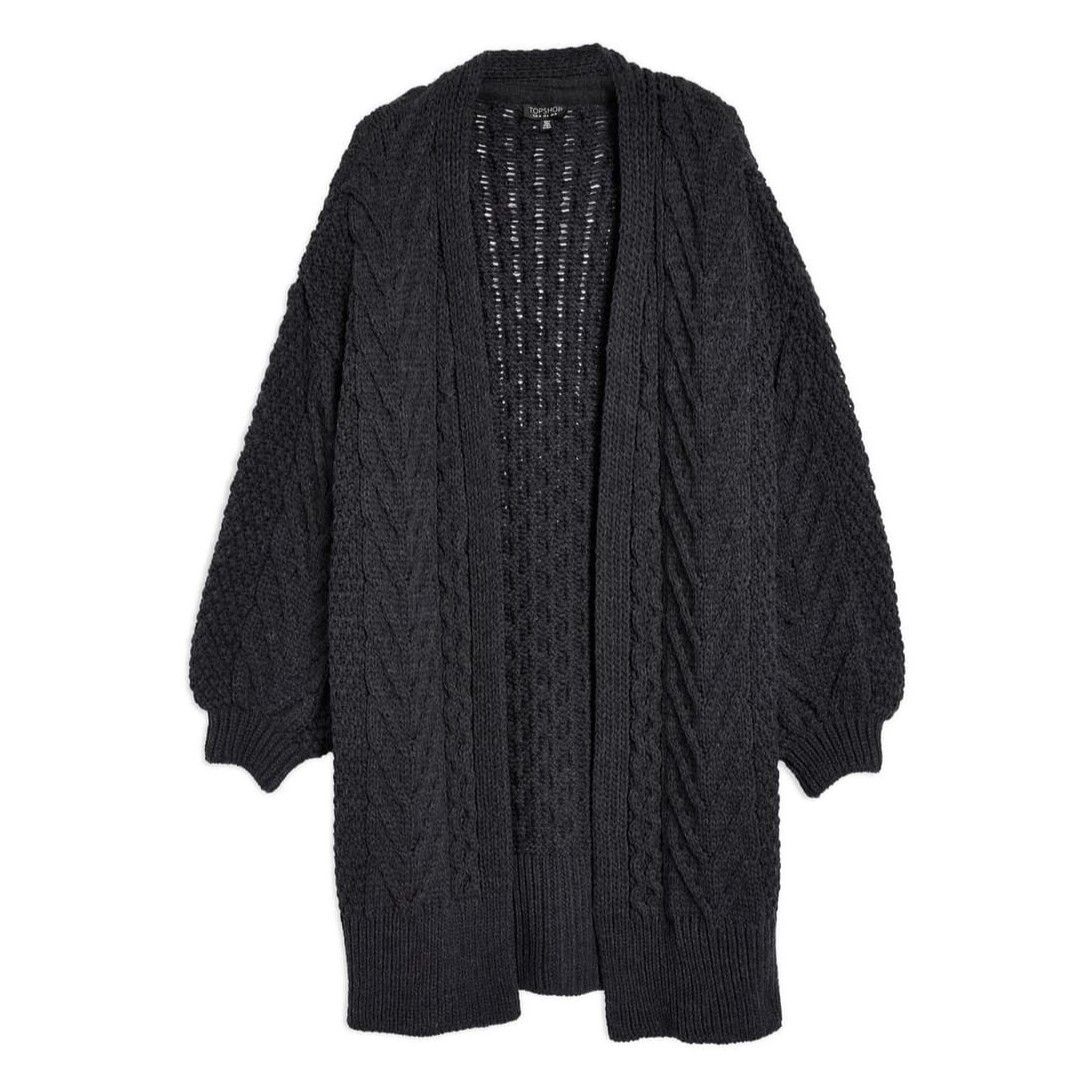 Topshop Long Open Front Cardigan Sweater in Charcoal size XS US 2-4 Size XS / US 0-2 / IT 36-38 - 1 Thumbnail