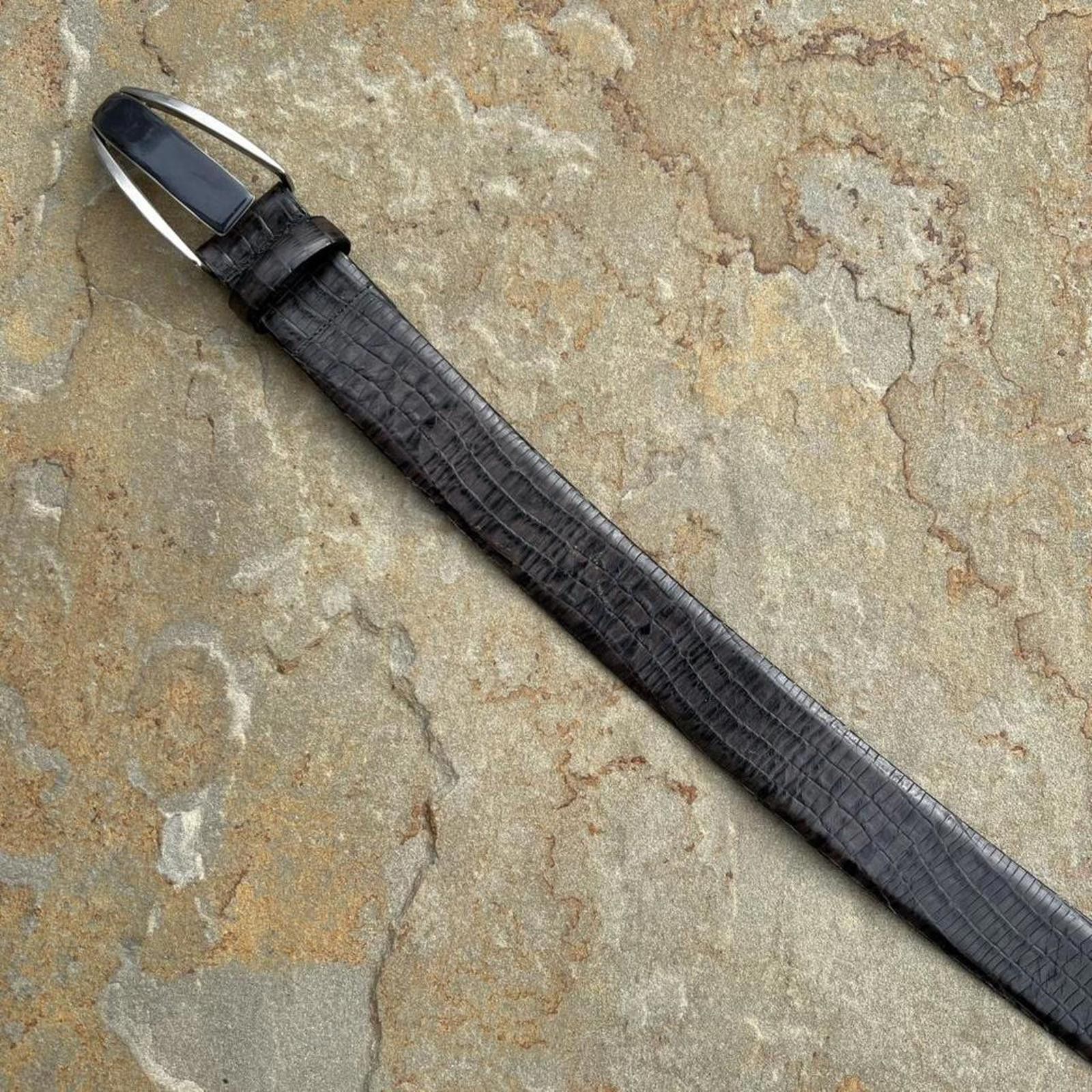 Other Vintage 90s Designer Dark Brown Croc Embossed Leather Belt Size ONE SIZE - 3 Thumbnail